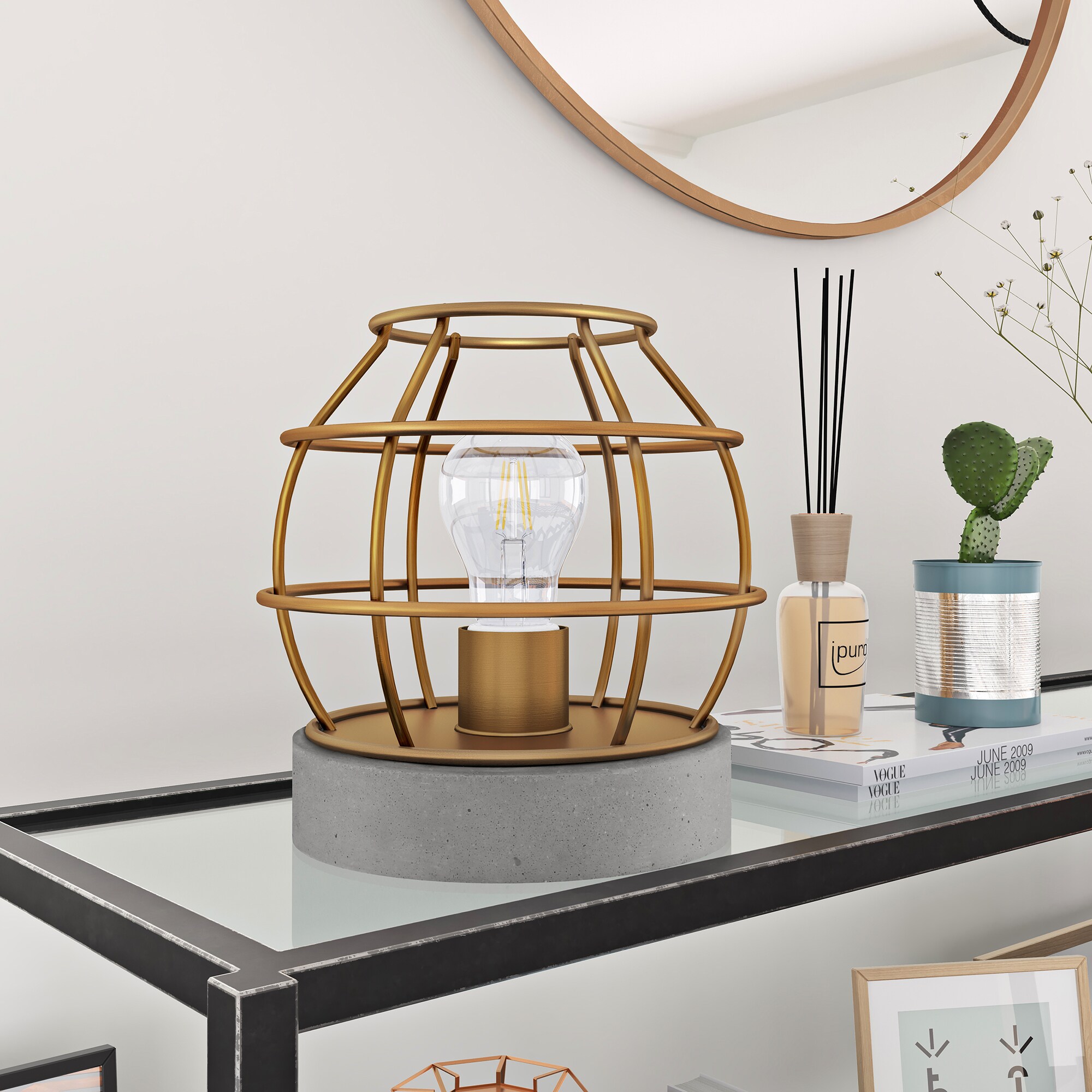 Hailey Home TL0030 Kennet 9-in Antique Brass On/Off switch Table Lamp with Metal Shade