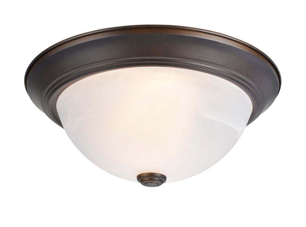 13" Dark Bronze Flush Mount Ceiling Light with White Alabaster Glass