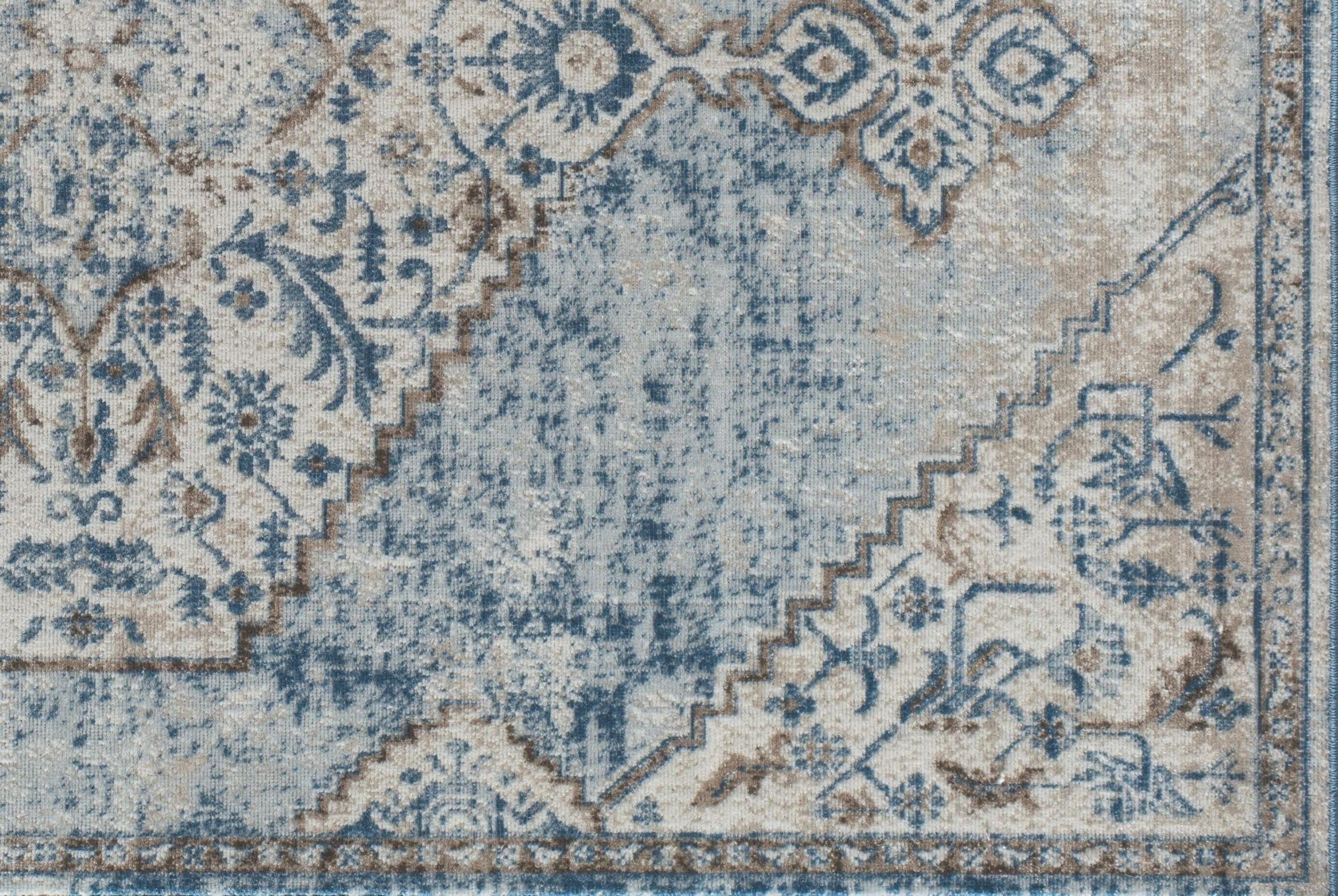 Powder Blue Medallion Synthetic 8' x 10' Area Rug