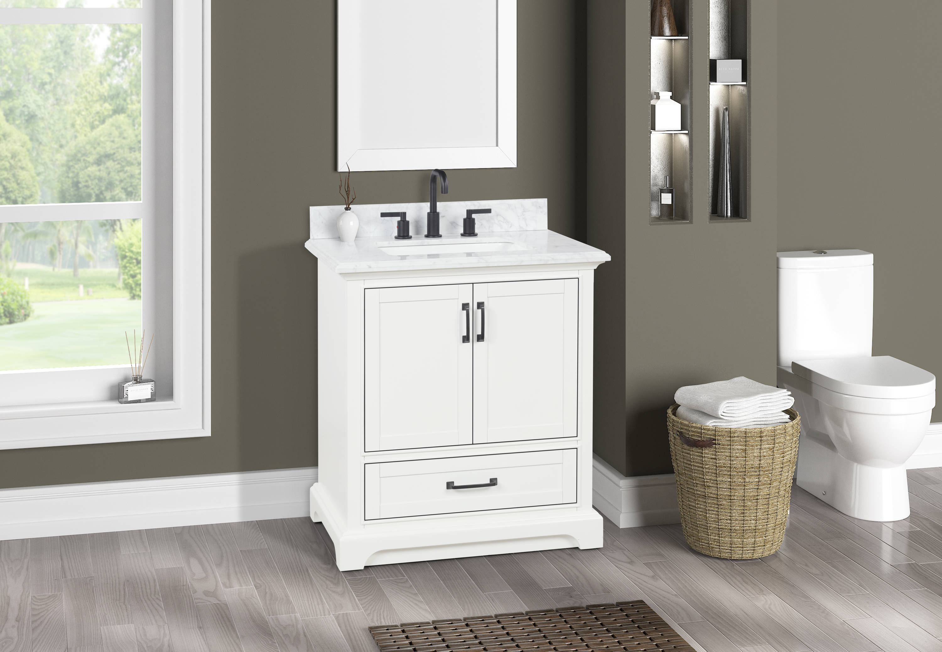 allen + roth St. John 30-in Carrara White Undermount Single Sink ...