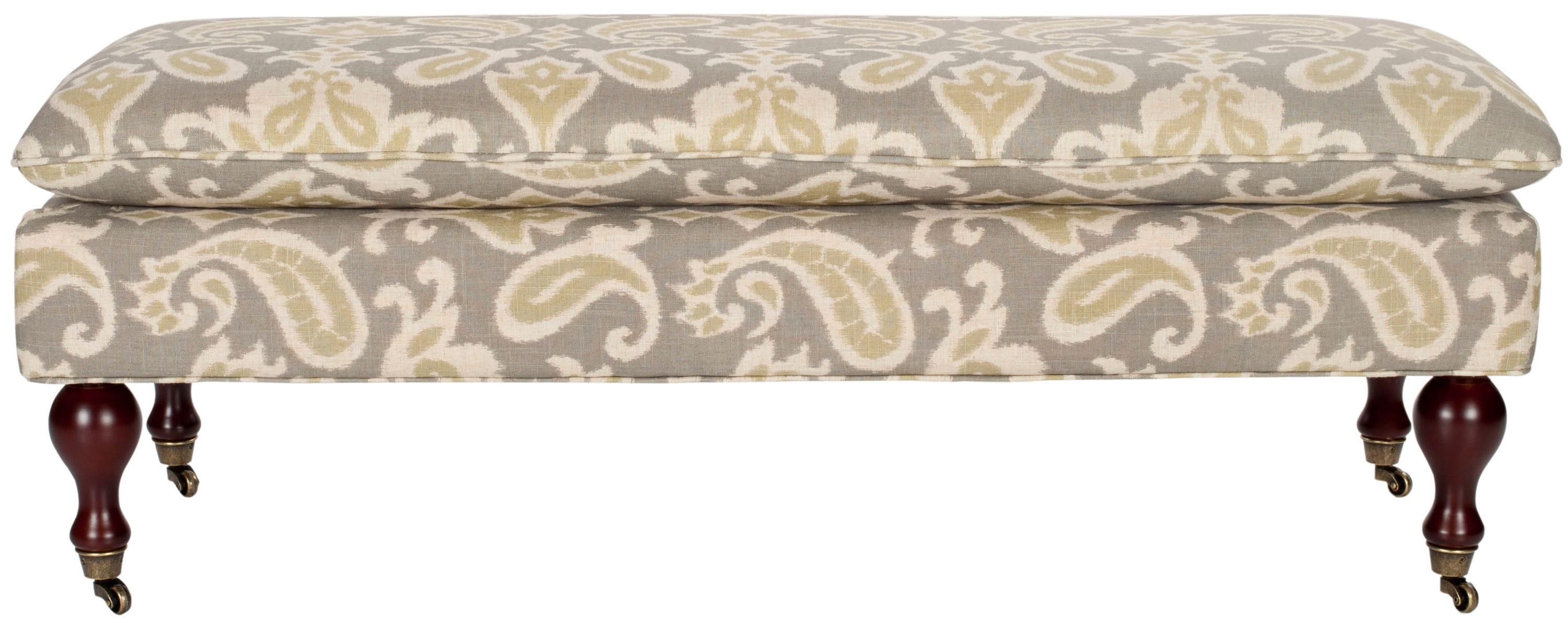 Hampton 52" Gray Linen and Cotton Pillowtop Bench