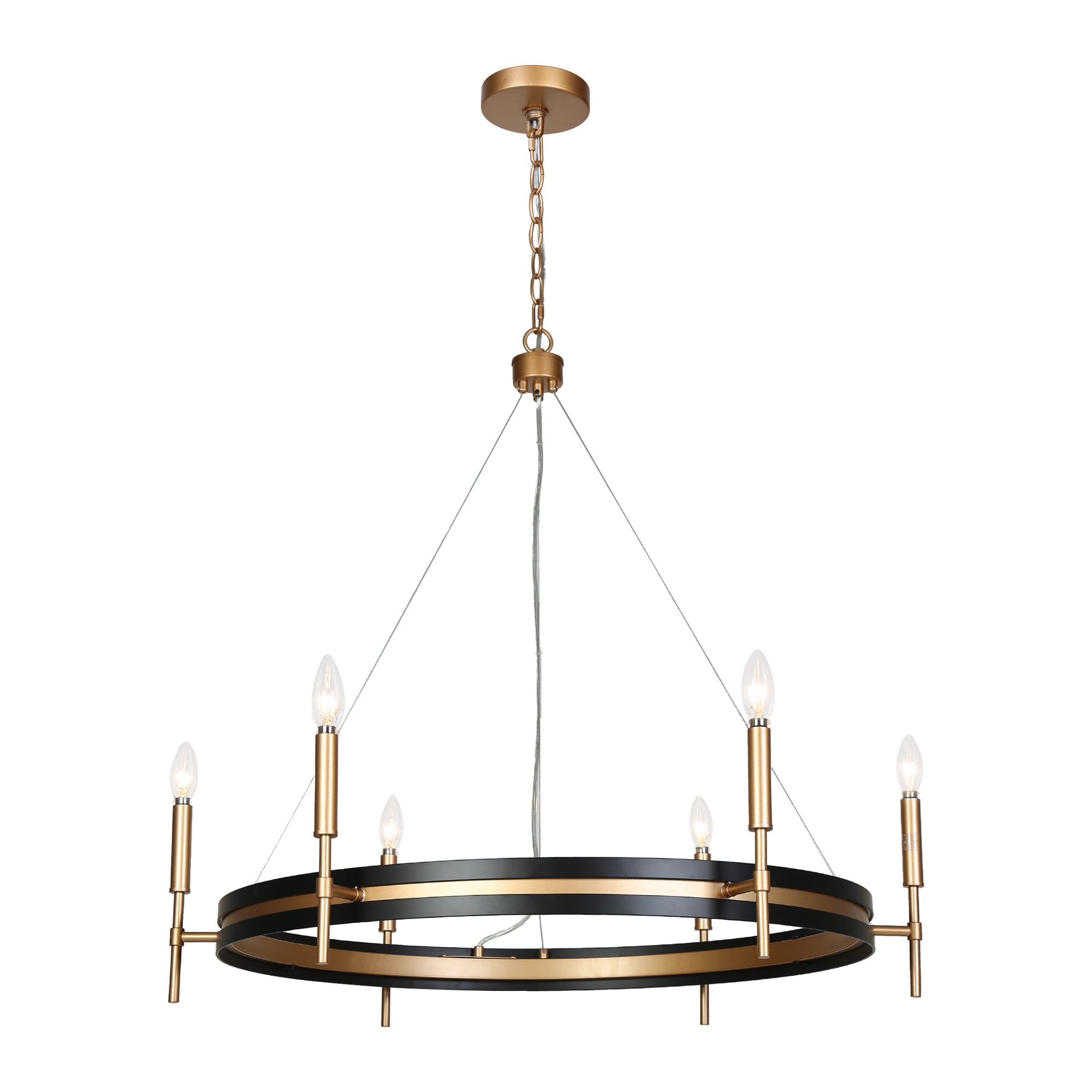 Froebon Black and Gold 6-Light Candle Chandelier