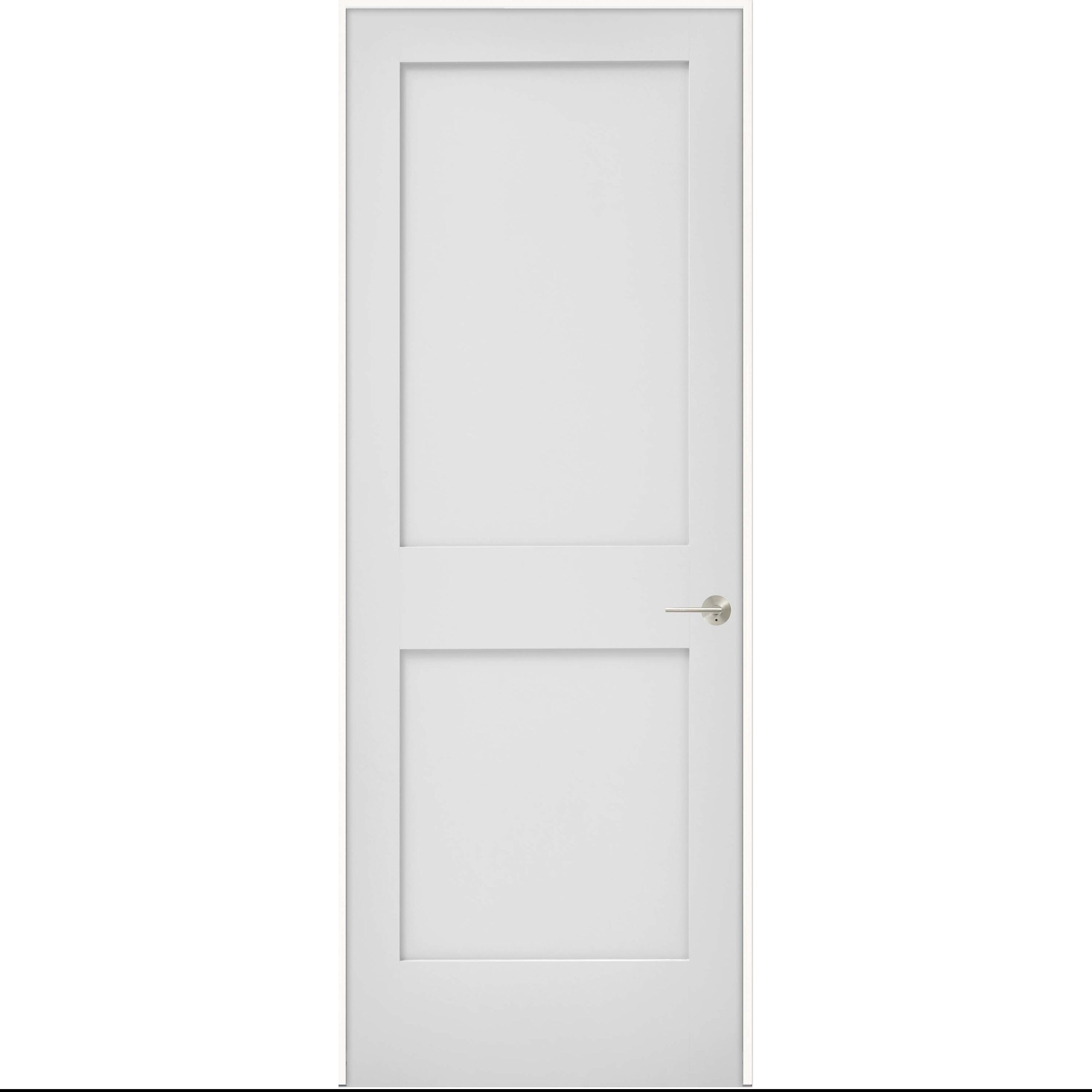 JELD-WEN LOWOLJW249800074 32-in x 80-in Primed Solid core 2-panel square Left hand Smooth Primed MDF Flat Jamb Single Prehung Interior Door