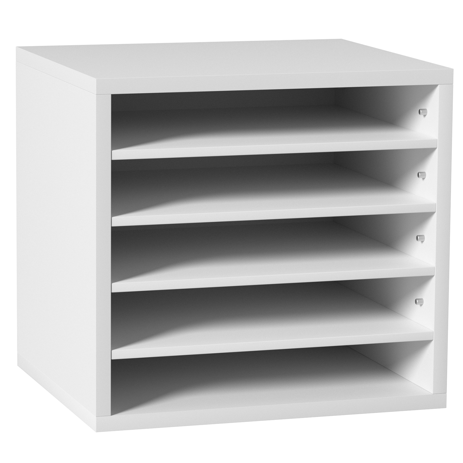 SVOPES SVOPESMZWJZLF03948V0 Wood Literature Organizer with 5 Compartments. Adjustable File Sorter. White