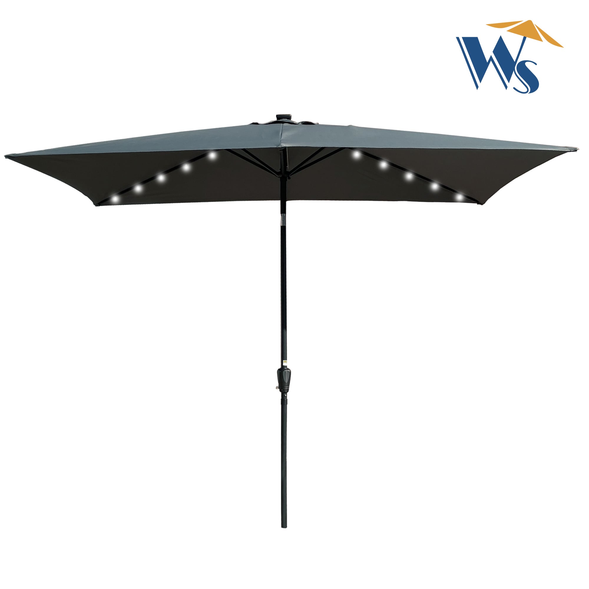 Maocao Hoom MZH38624 6.5-ft Steel Gray Market Patio Umbrella with Lights