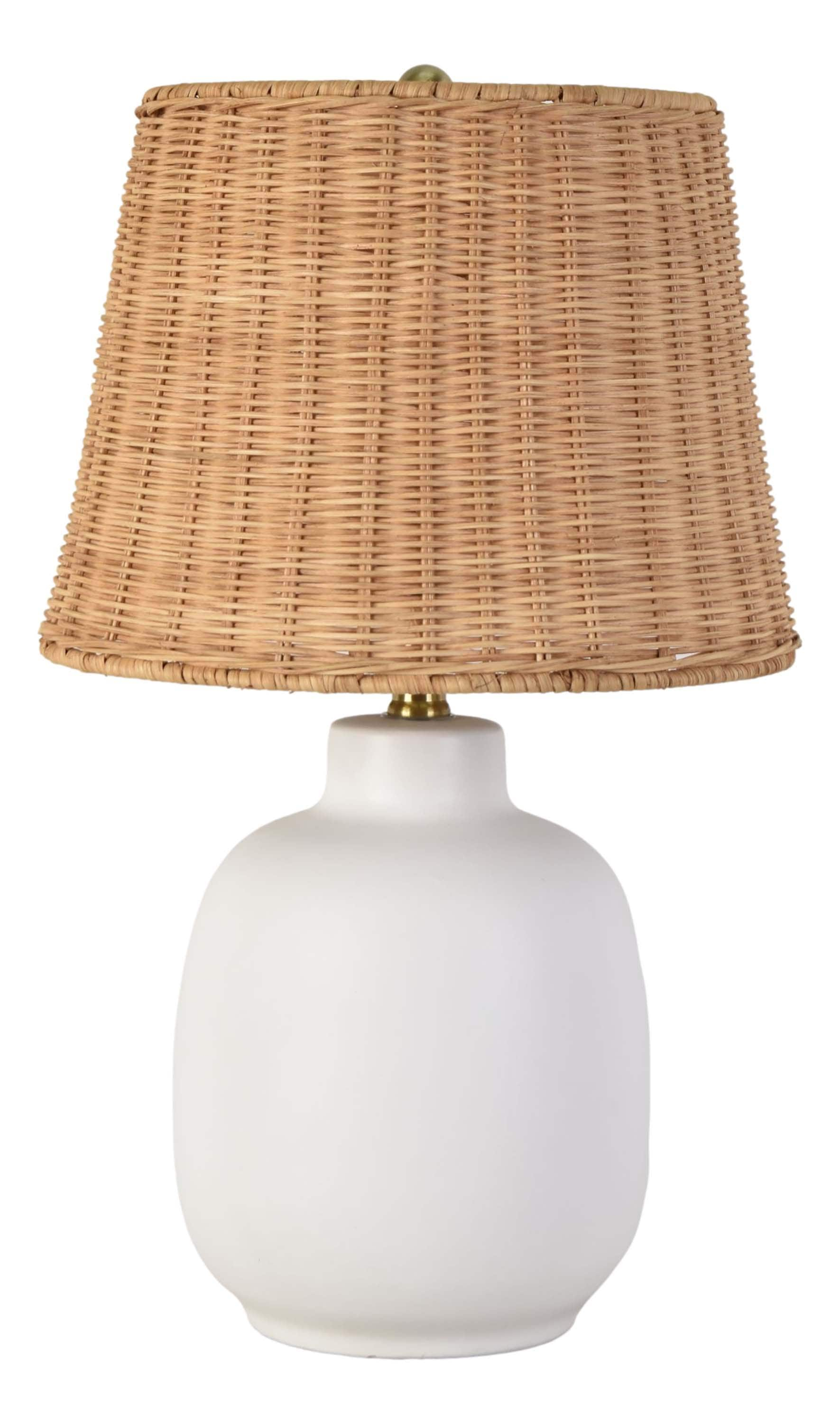 allen + roth 20-in White Led; 3-way Table Lamp with Rattan Shade in the ...