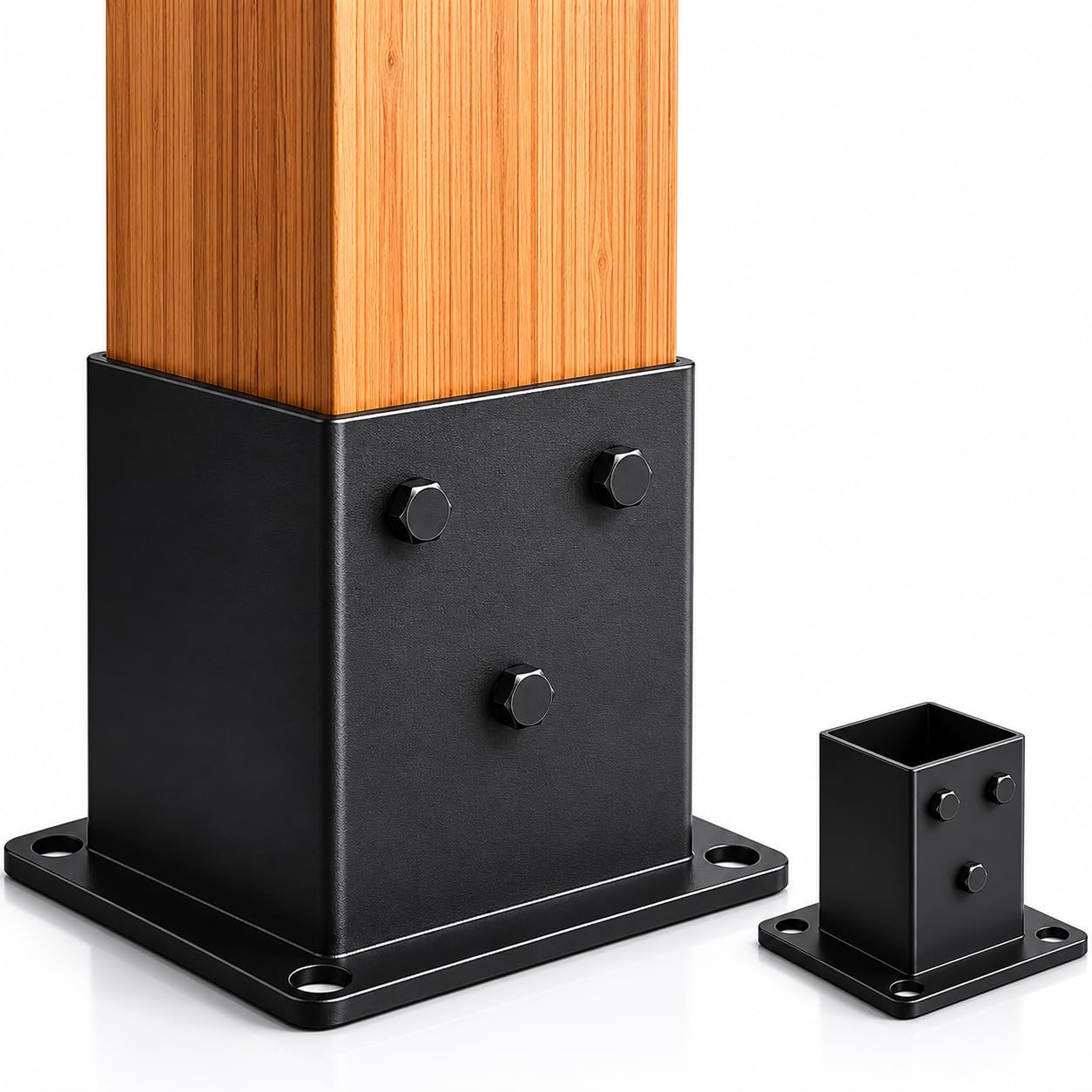 Justincity  4 4 Post Base 2Pcs Inner Size 3 6 x3 6 Post Brackets Heavy Duty Powder Coated Post Anchor Matte Black Wood Post Brackets for Pavilion