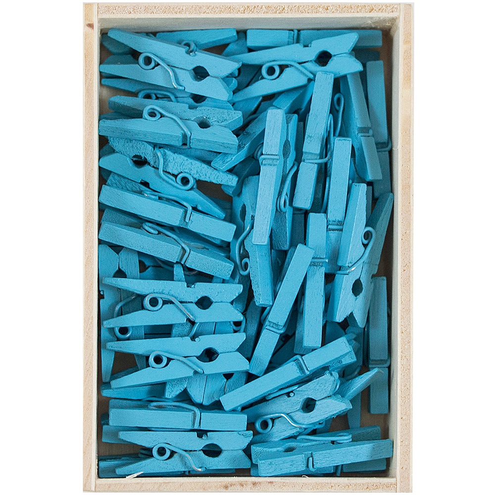 Painted Clothespins / Little Clothes Pin / Tiny Clothespeg / Mini Wooden  Clothes Pegs (15pcs / 25mm or 1 inch / Blue) Card Holder DIY F203