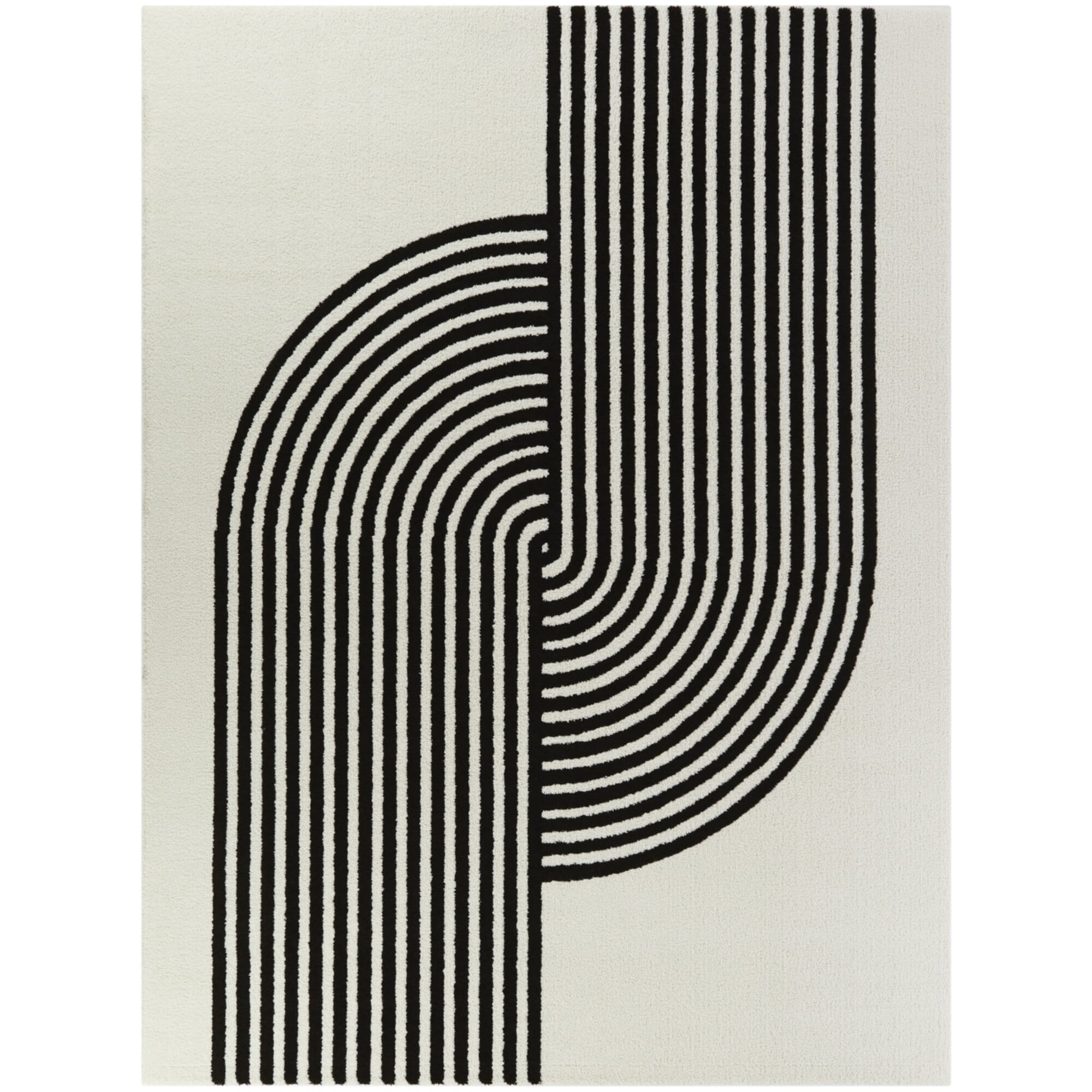 Black and White 8' x 10' Art Deco Synthetic Area Rug