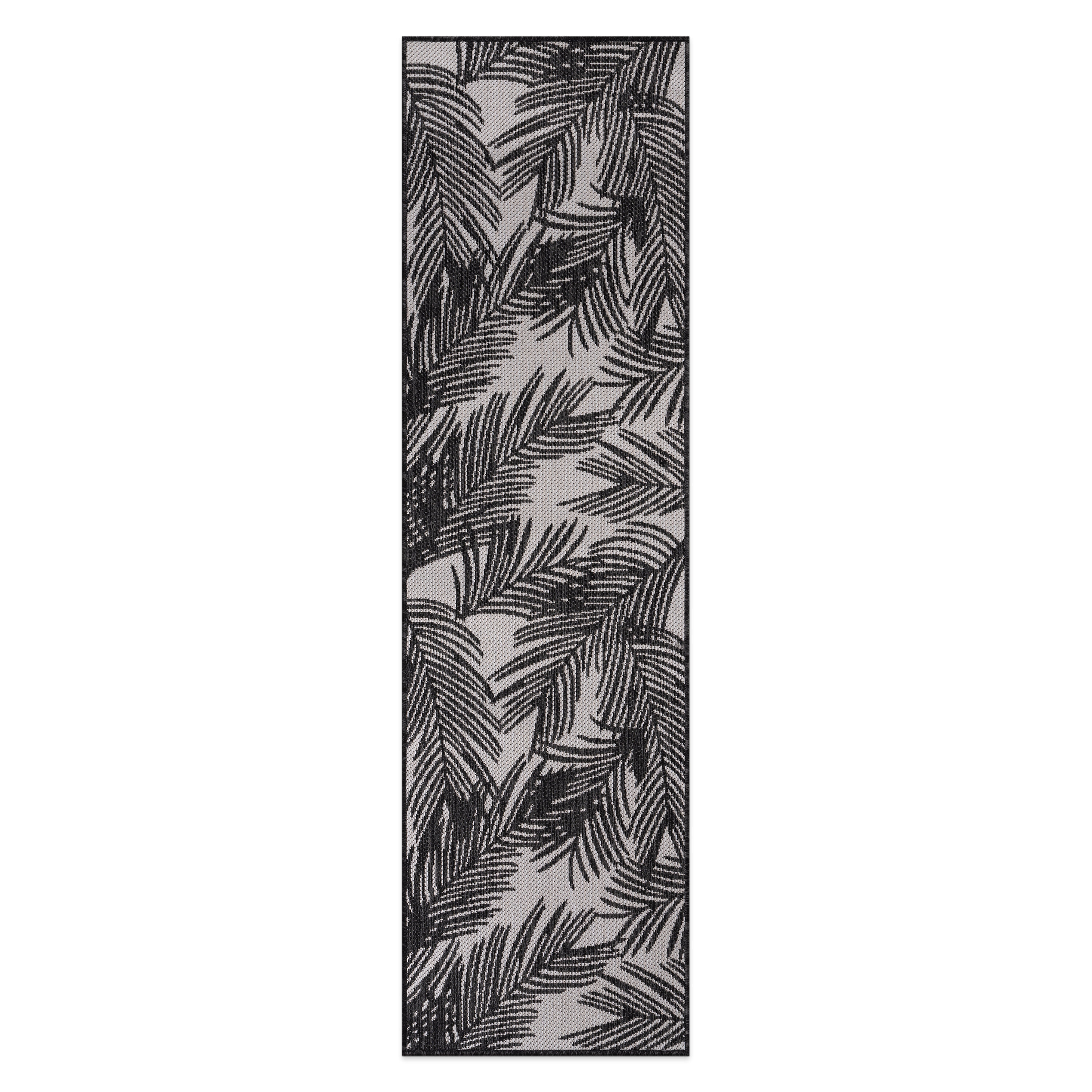 World Rug Gallery 117BLACK2X7 Summer 2 x 7 (ft) Loomed Polypropylene Black Rectangular Indoor/Outdoor Floral/Botanical Tropical Area rug