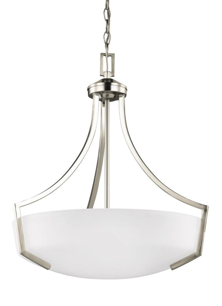 Generation Lighting 6624503EN3-962 Hanford 3 -Light Brushed Nickel Transitional Etched glass Cone Medium Hanging Pendant light