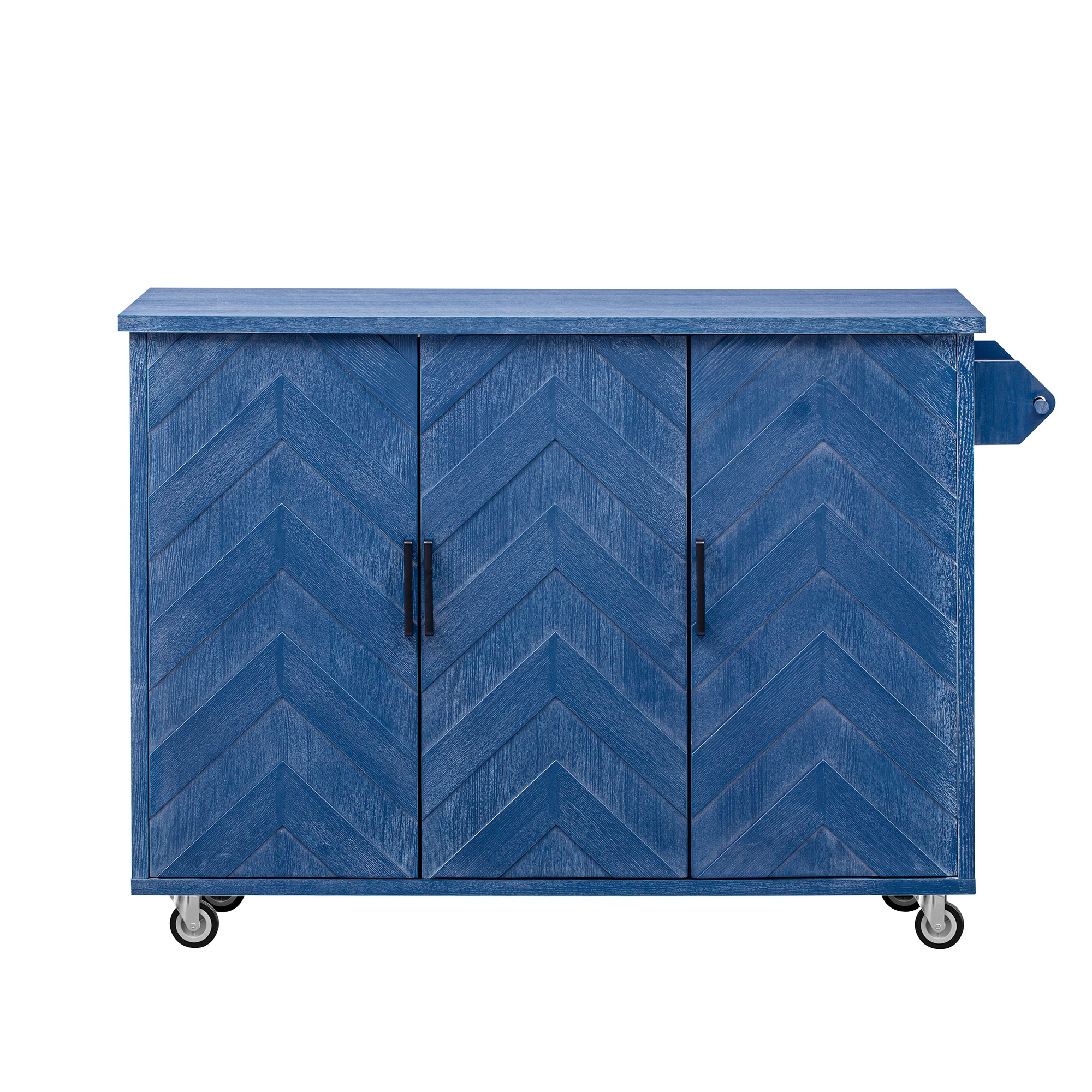 Bybafun YB2600151 Blue MDF Base with MDF Rolling Kitchen Island ( 29.5-in x 51.2-in x 36.2-in )