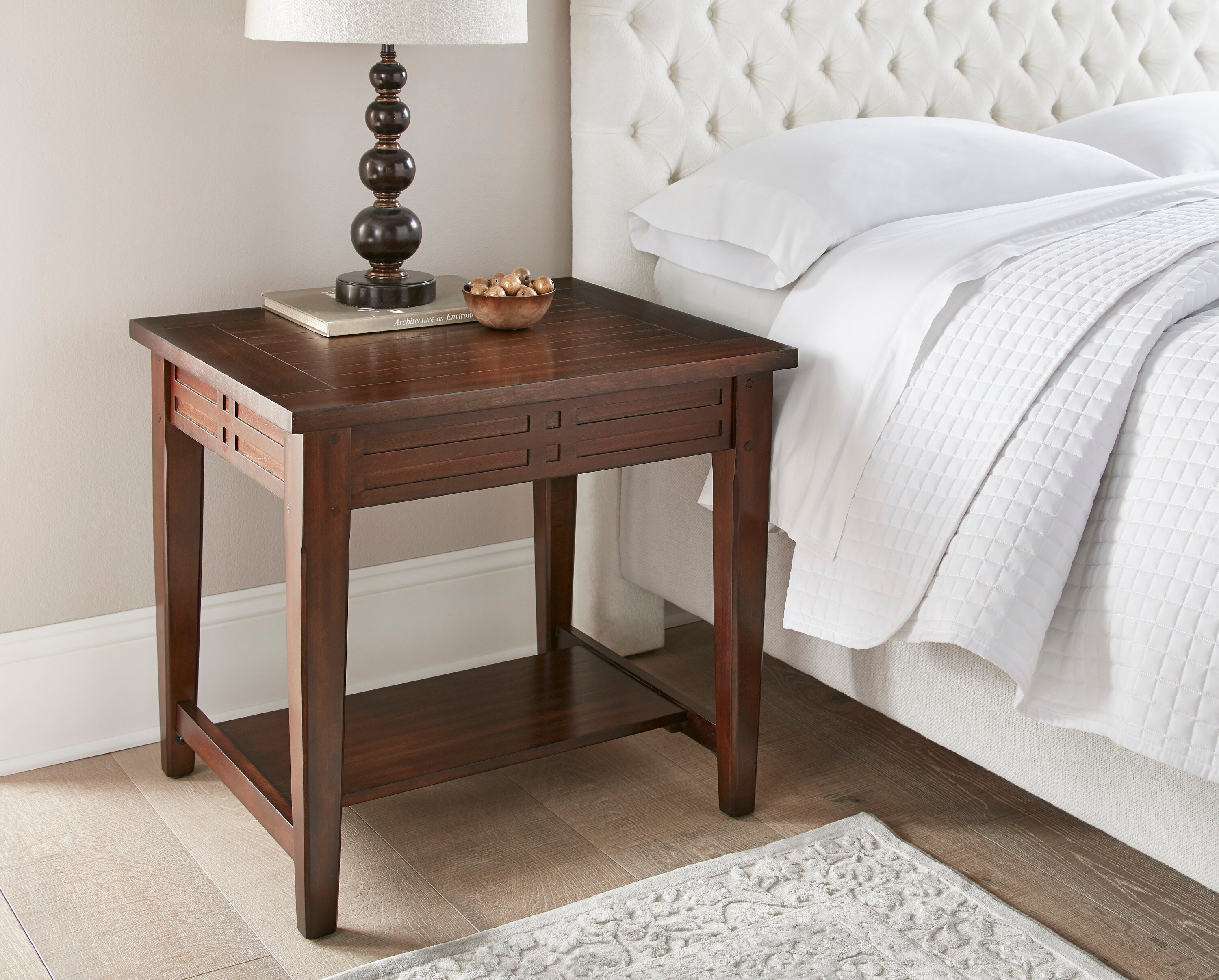 Crestline Transitional Brown Wood End Table with Storage