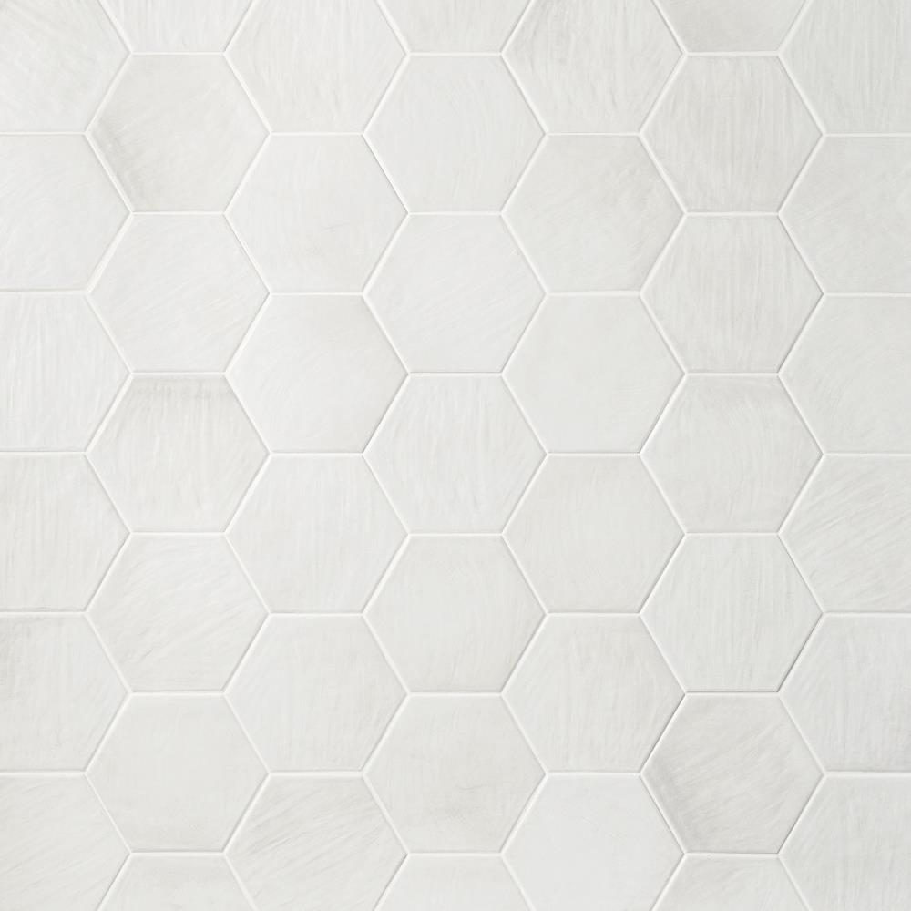 Artmore Tile EXT3RD105418 Brocha Hex White 8-in x 9-in Glazed Porcelain Patterned Hexagon Standard Floor and Wall Tile ( 9.04-sq ft Carton