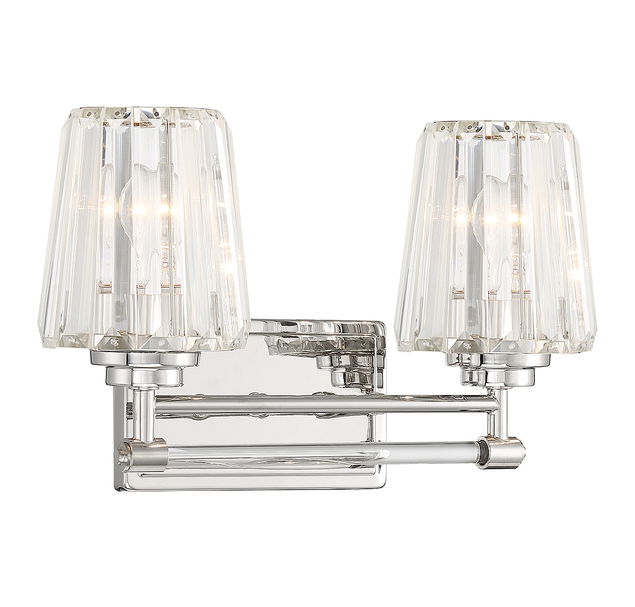 Polished Nickel 2-Light Vanity with Clear Crystal Shades