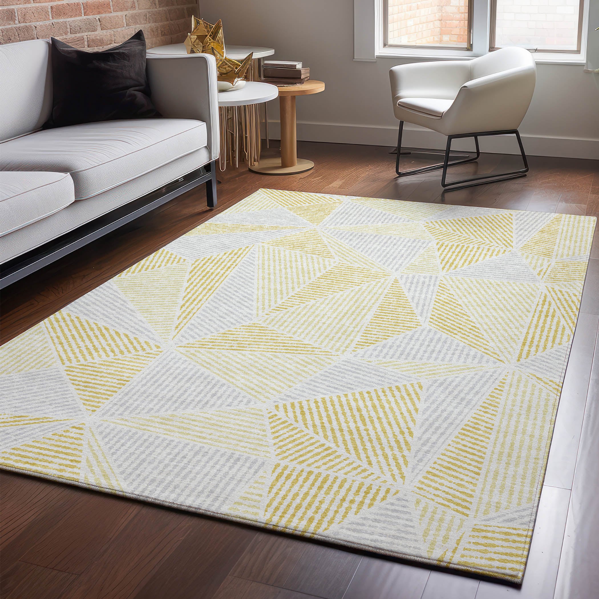 Addison Rugs AMF618GO30X46 Mayfield AMF618GO 2 x 3 (ft) Loomed Polyester Gold Rectangular Indoor Geometric Machine washable Area rug