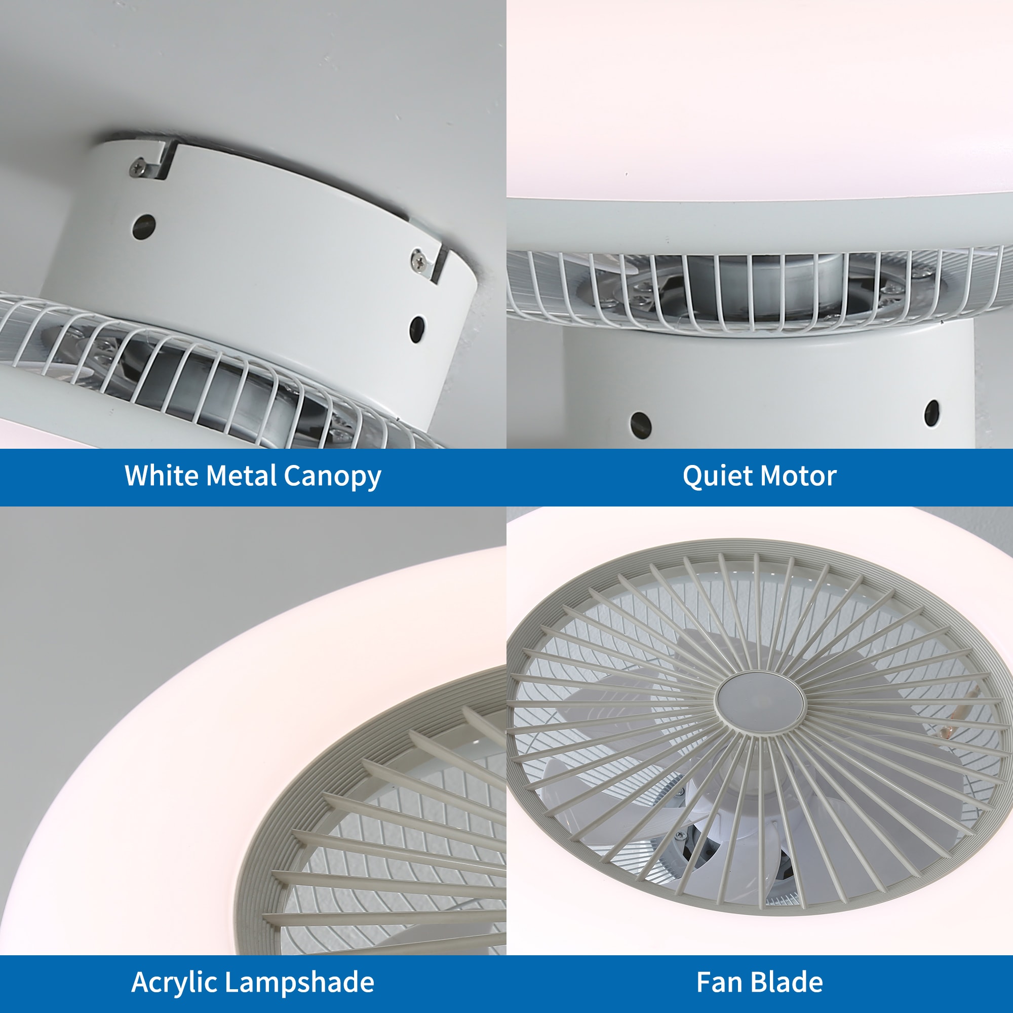 BANSA ROSE 22-in White with Abs Blades LED Indoor Flush Mount Ceiling ...