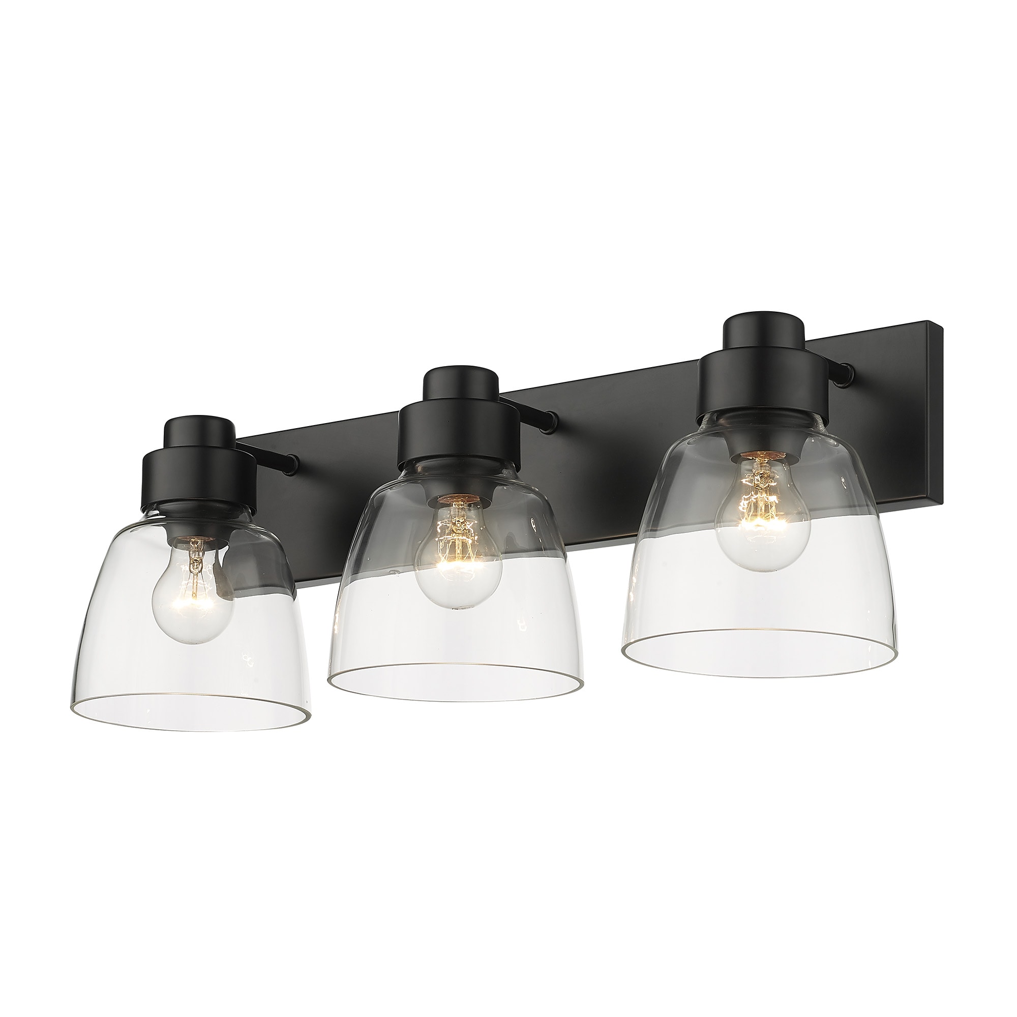 Golden Lighting 0314-BA3 BLK-CLR Remy 24.63-in 3 -Light Matte Black Transitional Vanity light