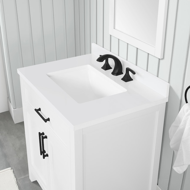 Allen Roth Brinkhaven 30 In White Undermount Single Sink Bathroom Vanity With Engineered Stone Top The Vanities Tops Department At Com - 30 Inch Bathroom Sink Tops Uk
