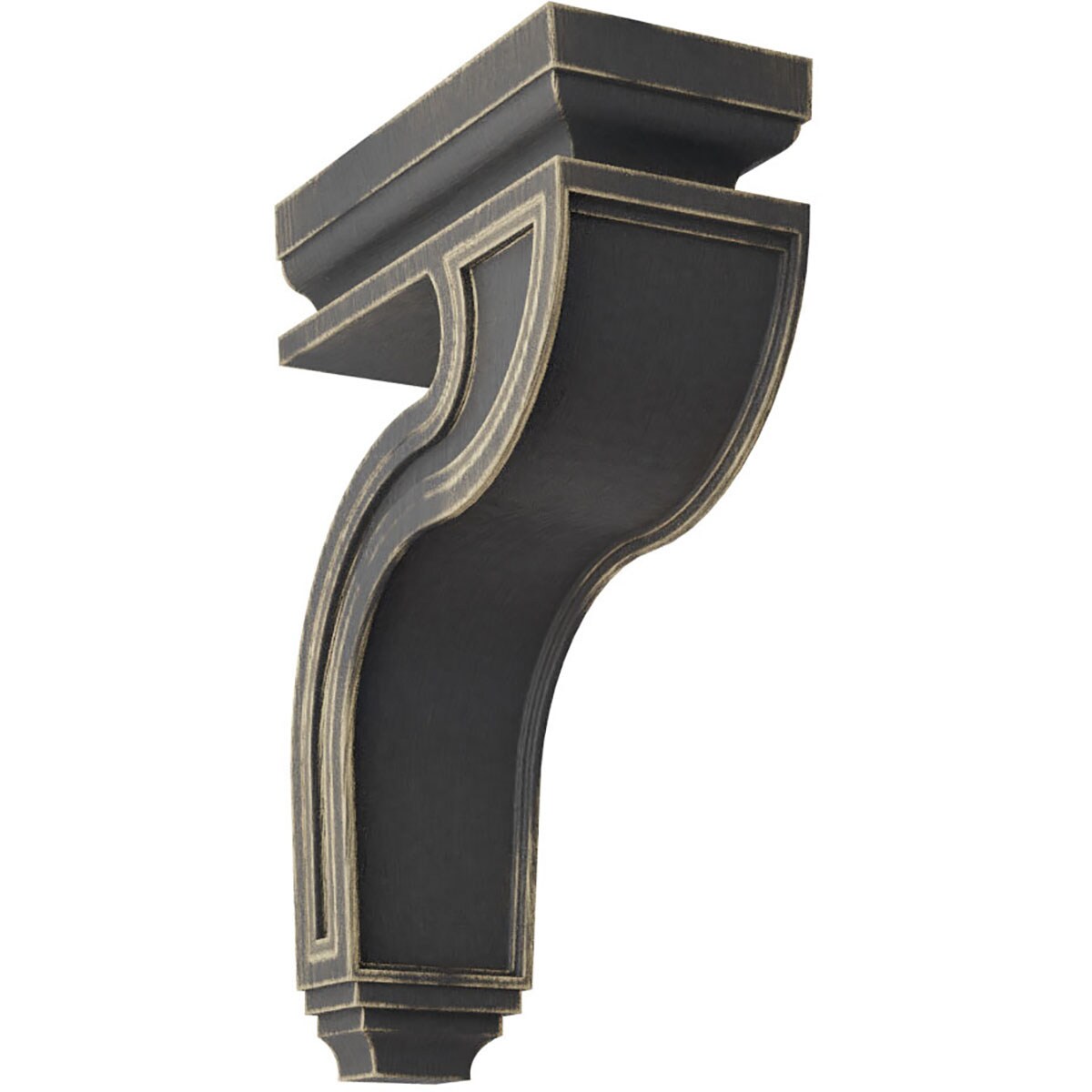 Ekena Millwork CORWD04X08X13HABL 4-in x 8.5-in x 13-in Vintage Decor Finished Rubberwood Black Wood Paintable/Stainable Corbel