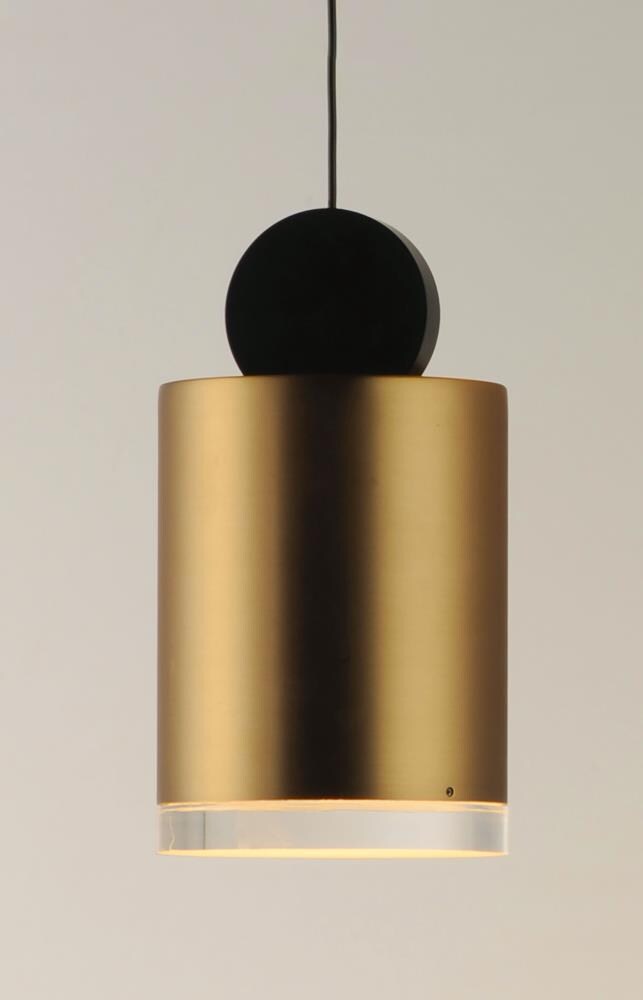 Black and Gold LED Pendant Light with Clear Acrylic Shade