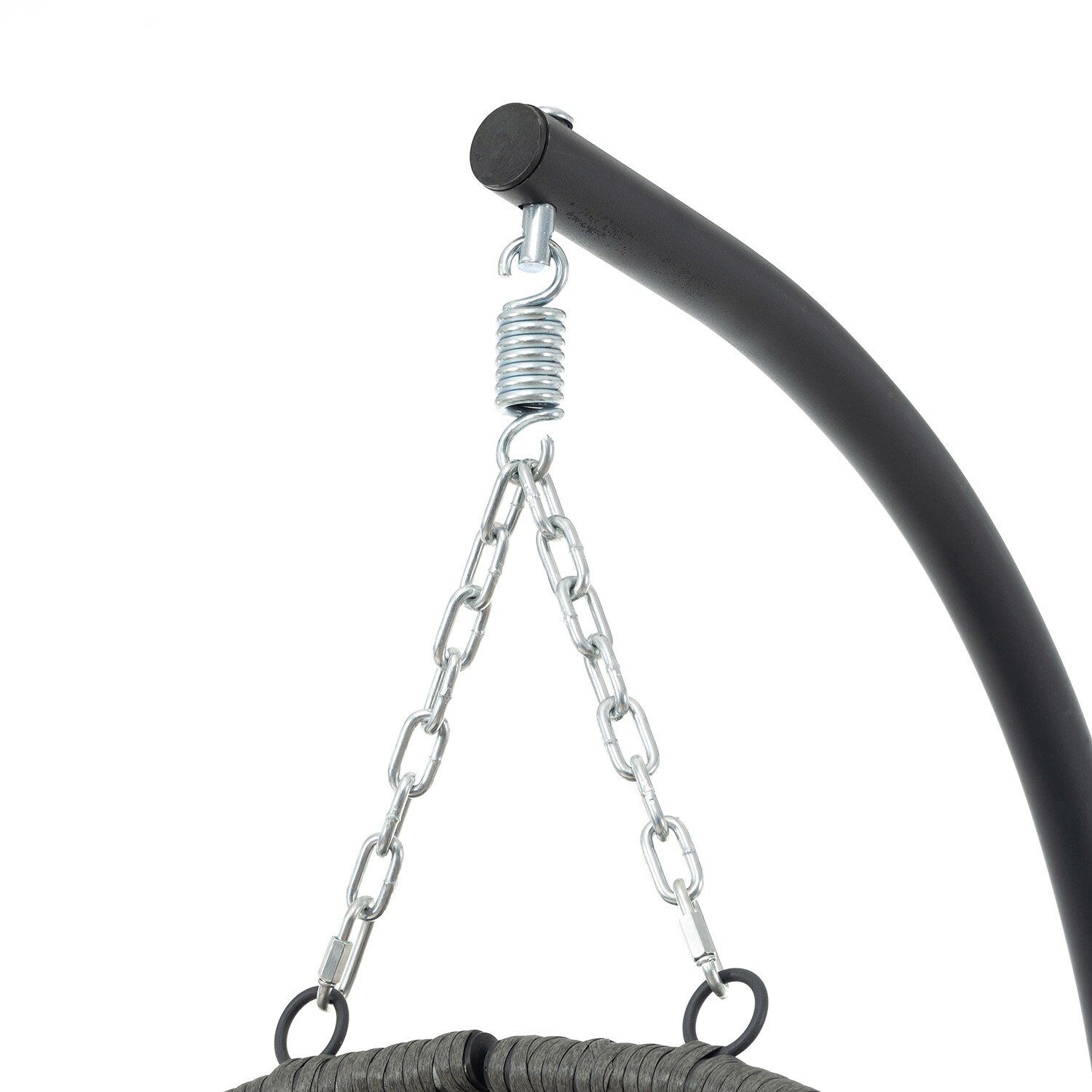 Gray Steel Outdoor Egg Hanging Chair with Cushions