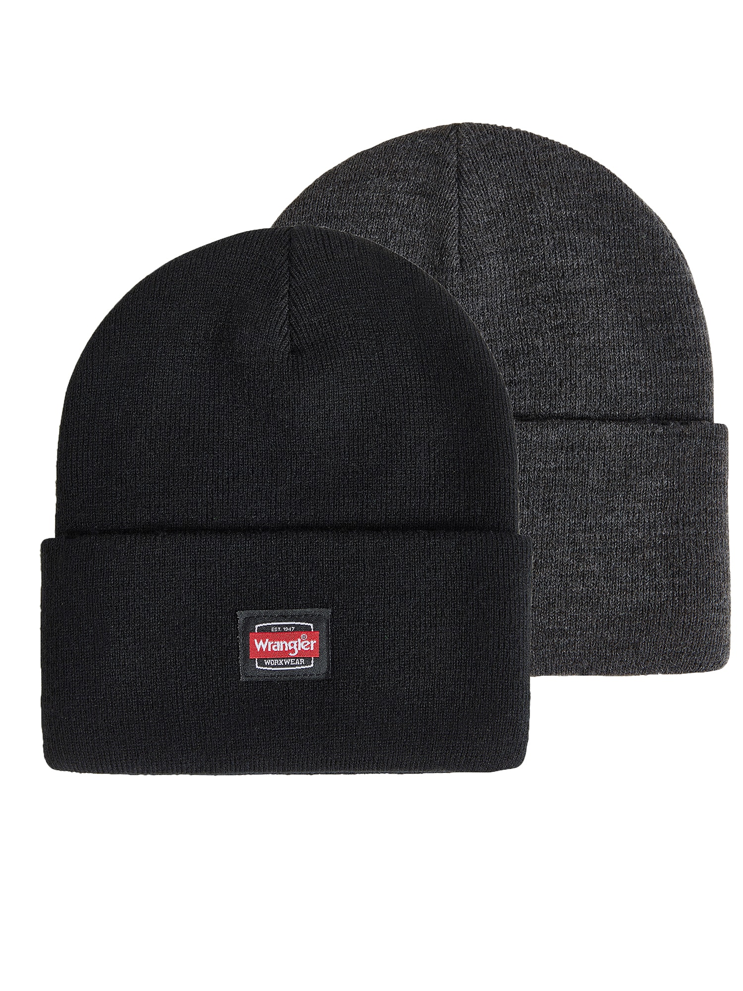 Wrangler WW10M0551C Men's Black/Charcoal Heather Polyester Knit hat