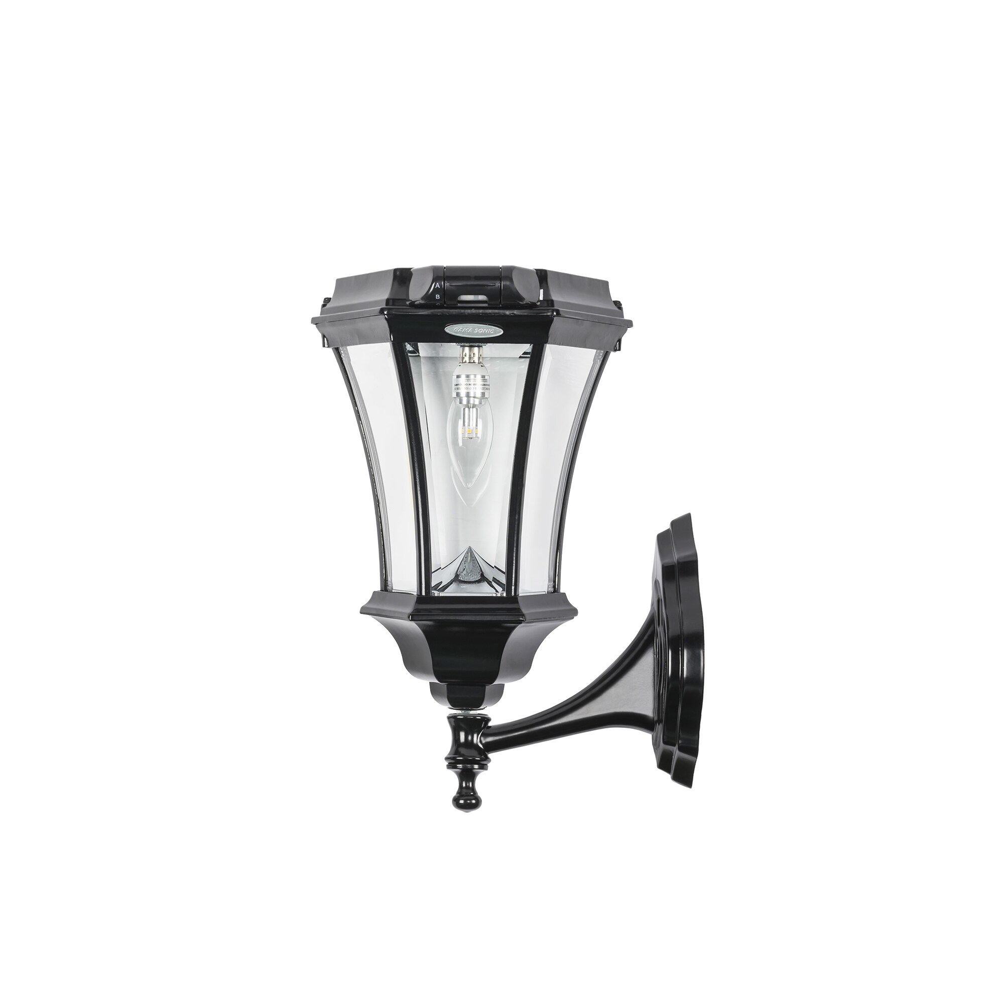 Victorian Black Aluminum Solar LED Lamp Post with Motion Sensor