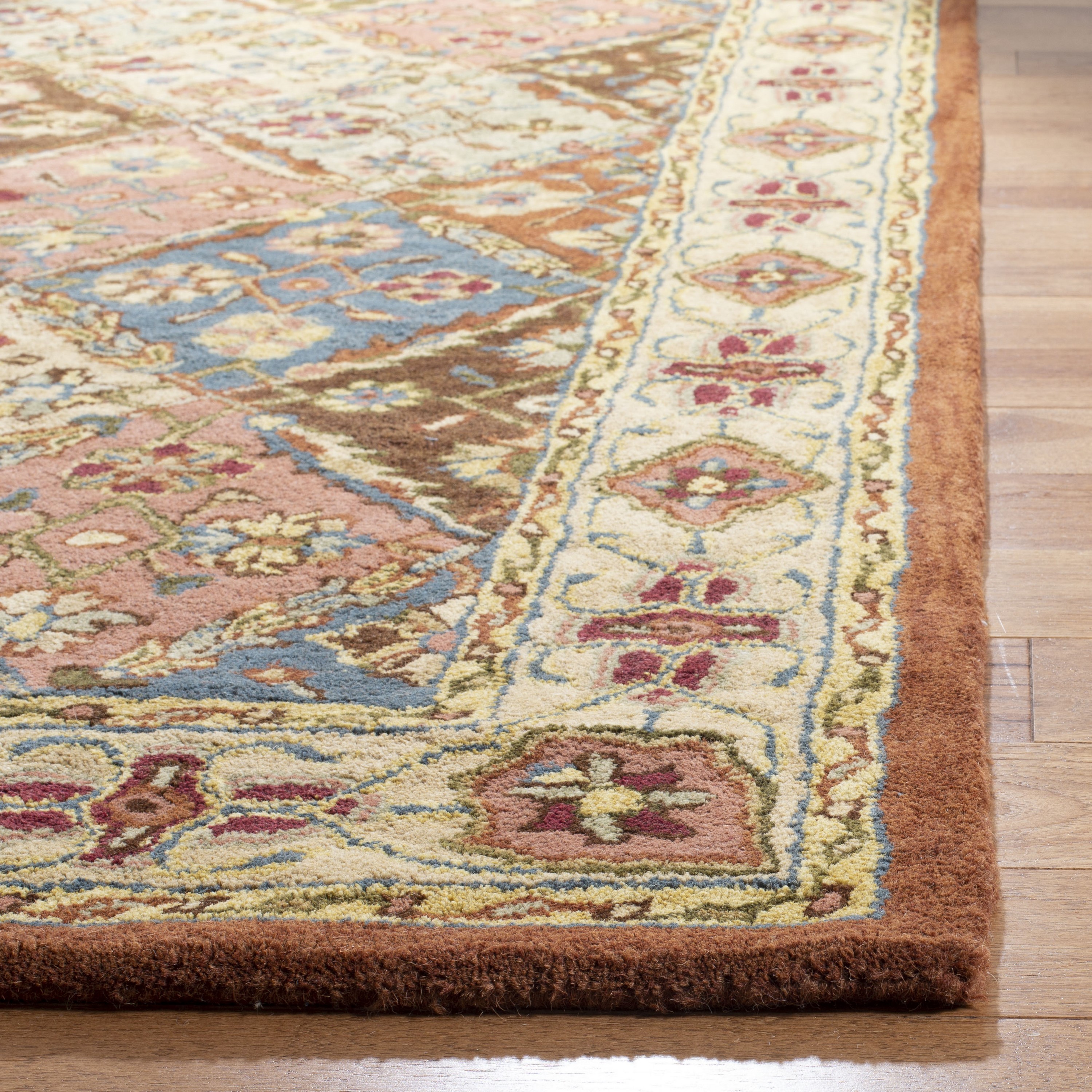 Beige Rectangular Handmade Wool Tufted Area Rug