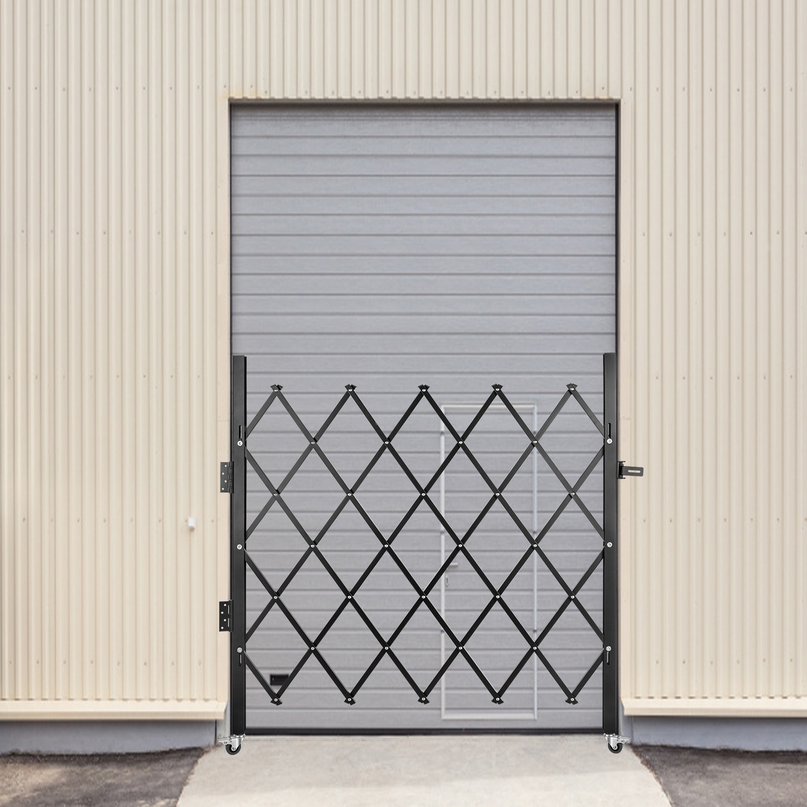 VEVOR Single Folding Security Gate 71 in x 61 in Black Steel Surface Mount Universal Reversible Security Door with Black Screen and Lockset included SSFDMDM1.5X1.67M1V0 at Lowes