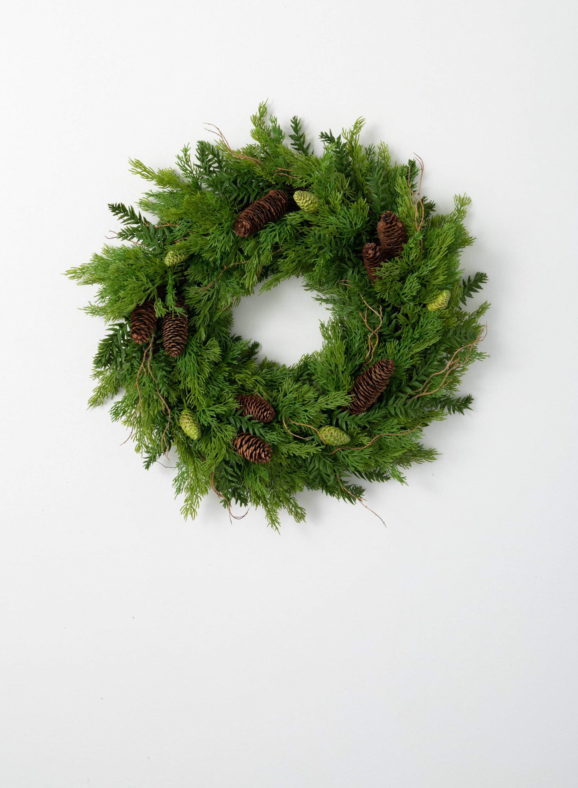 Sullivans WR905 Modern Homestead 22-in Indoor/Outdoor Green Pine Artificial Christmas Wreath