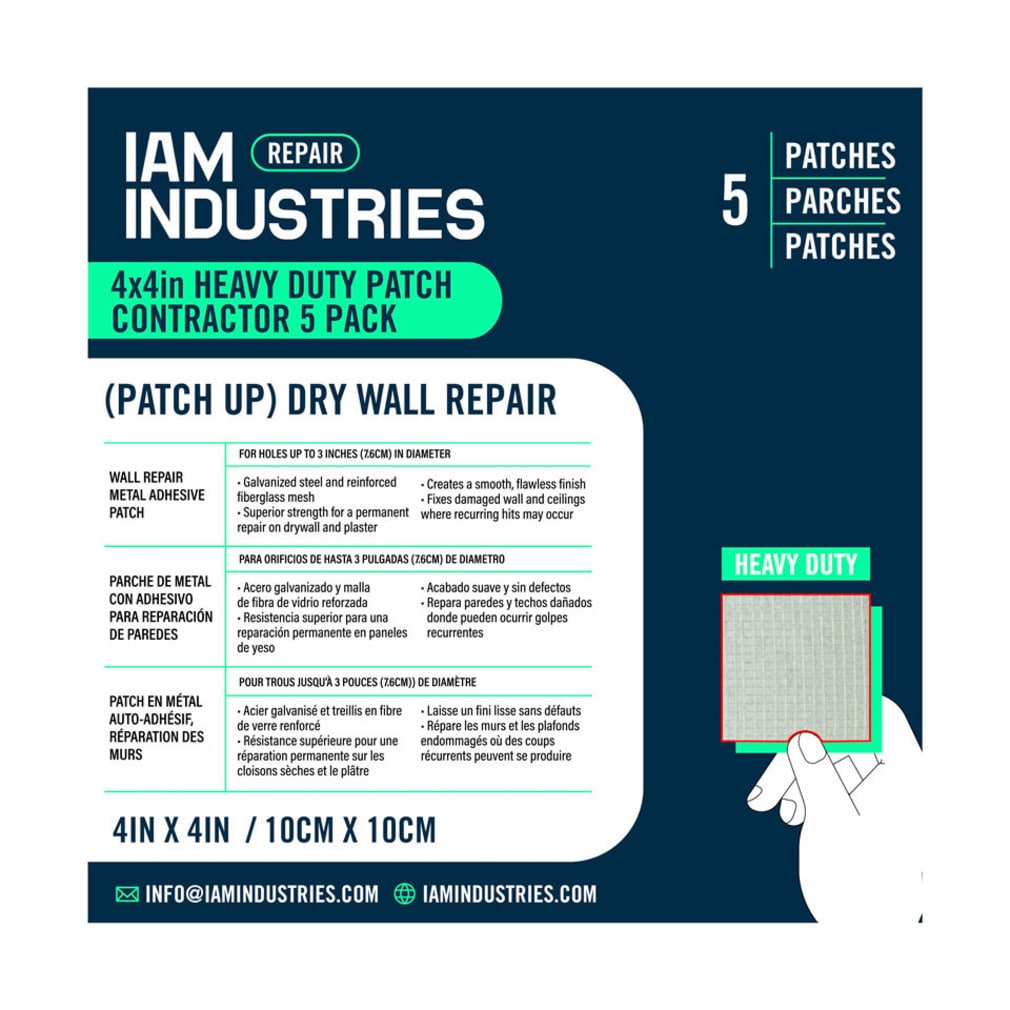 IAM Industries IMP-4H5 Galvanized Steel 4-Inches x 4-Inches Drywall Repair Patch 5 -Pack