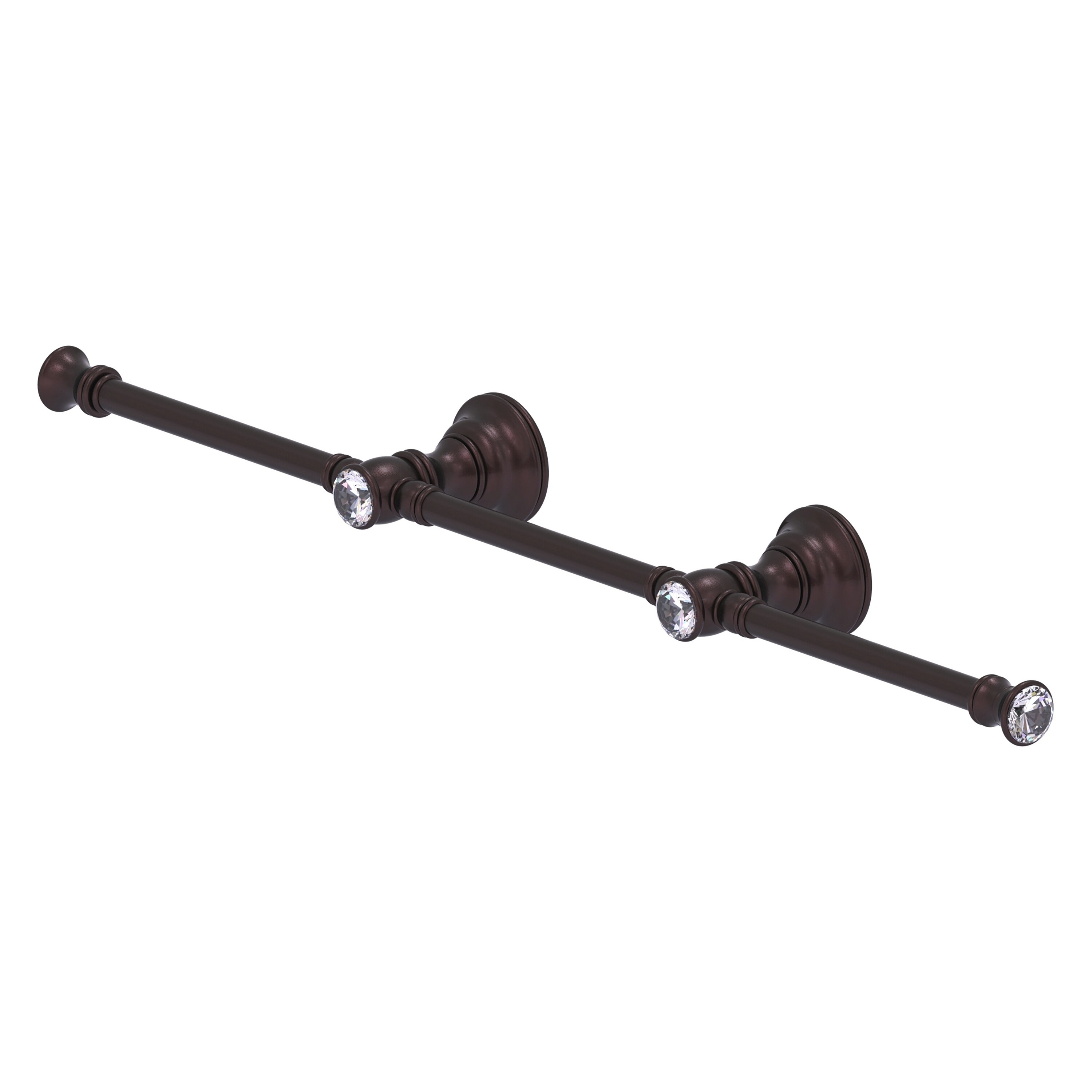 Allied Brass CC-HTB-3-ABZ Carolina Crystal 22-in double Antique Bronze Wall mount Double Towel Bar
