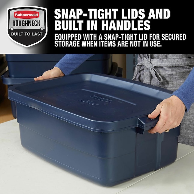 Rubbermaid 6-Pack Medium 10-Gallons (40-Quart) Dark Indigo Metallic Heavy  Duty Tote with Standard Snap Lid in the Plastic Storage Containers  department at