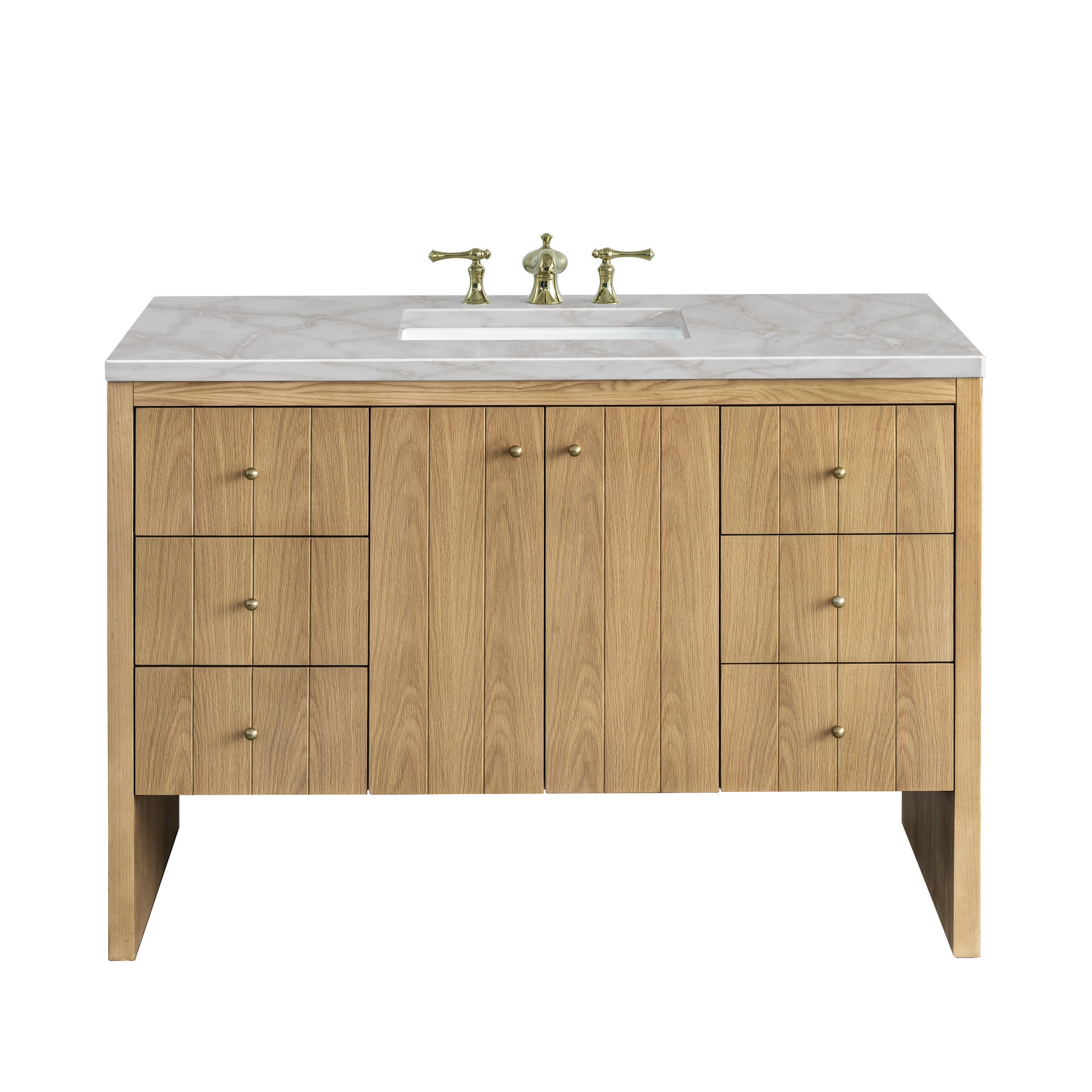 James Martin Vanities 435-V48-LNO-3VSL Hudson 48-in Light Natural Oak Undermount Single Sink Bathroom Vanity with Victorian Silver Quartz Top
