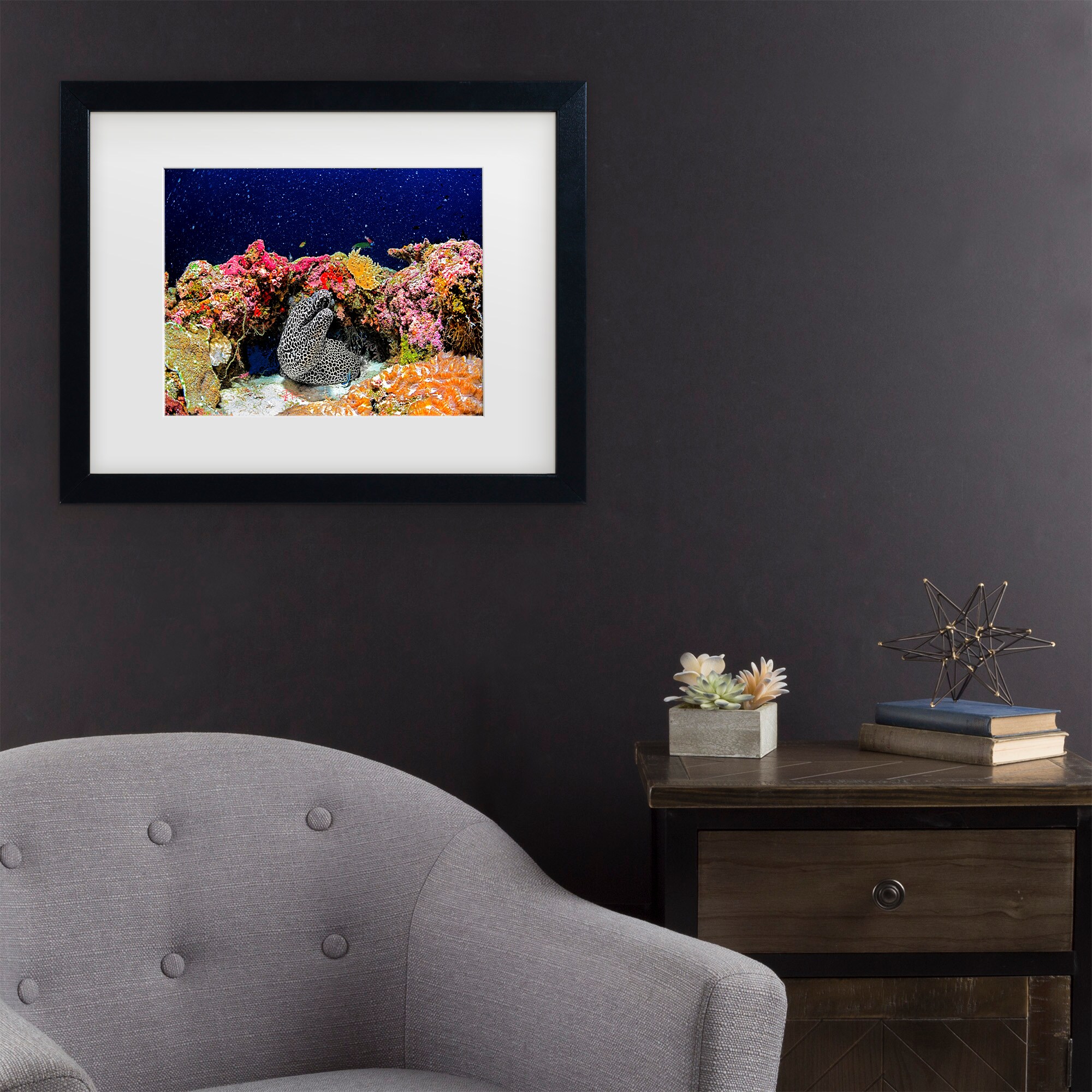 Trademark Fine Art 1X10504-B1114MF Under The Star Roberto Marchegiani Black Frame Wood Framed 11-in H x 14-in W Modern Canvas Print