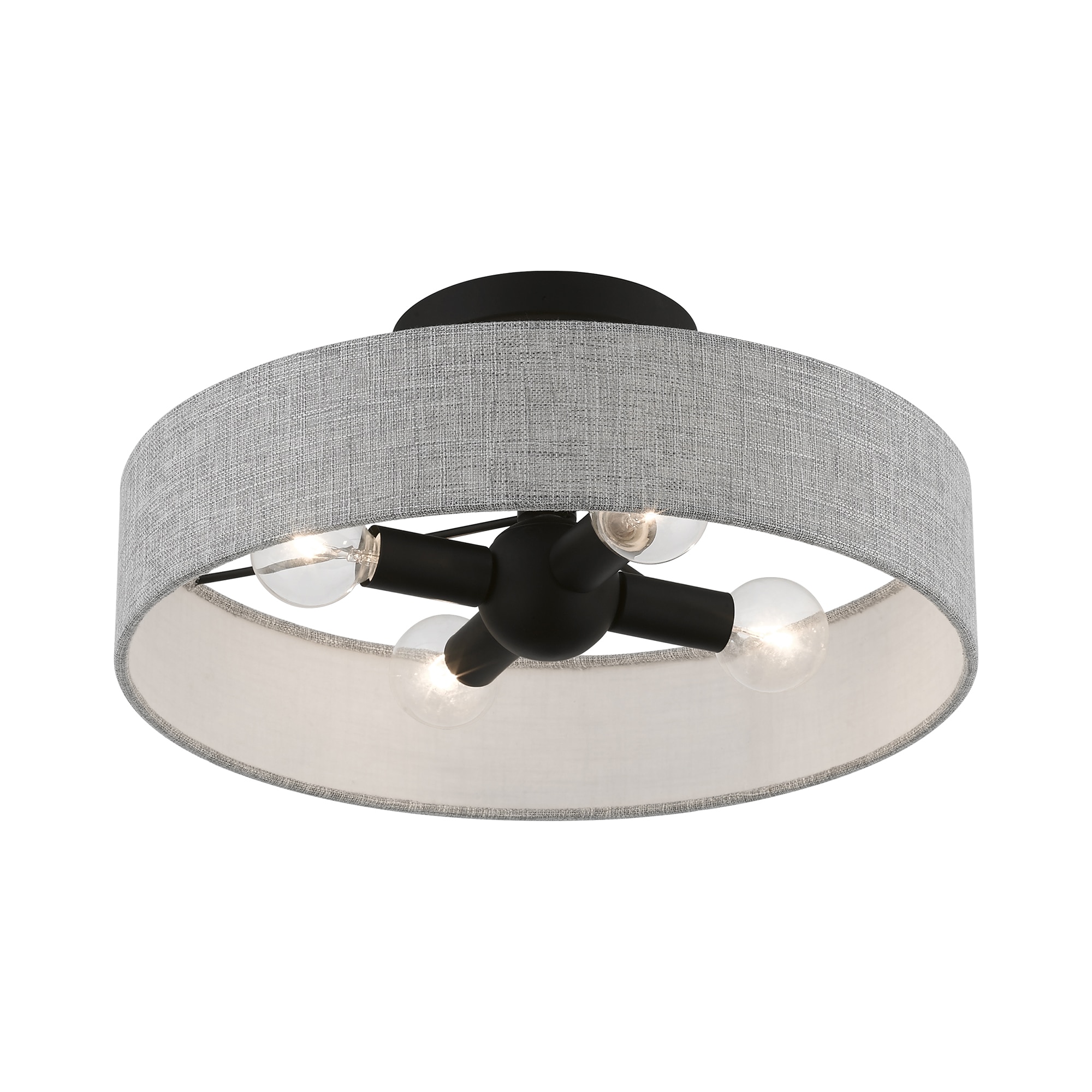 Elmhurst Black and Gray 4-Light Drum Semi-Flush Mount