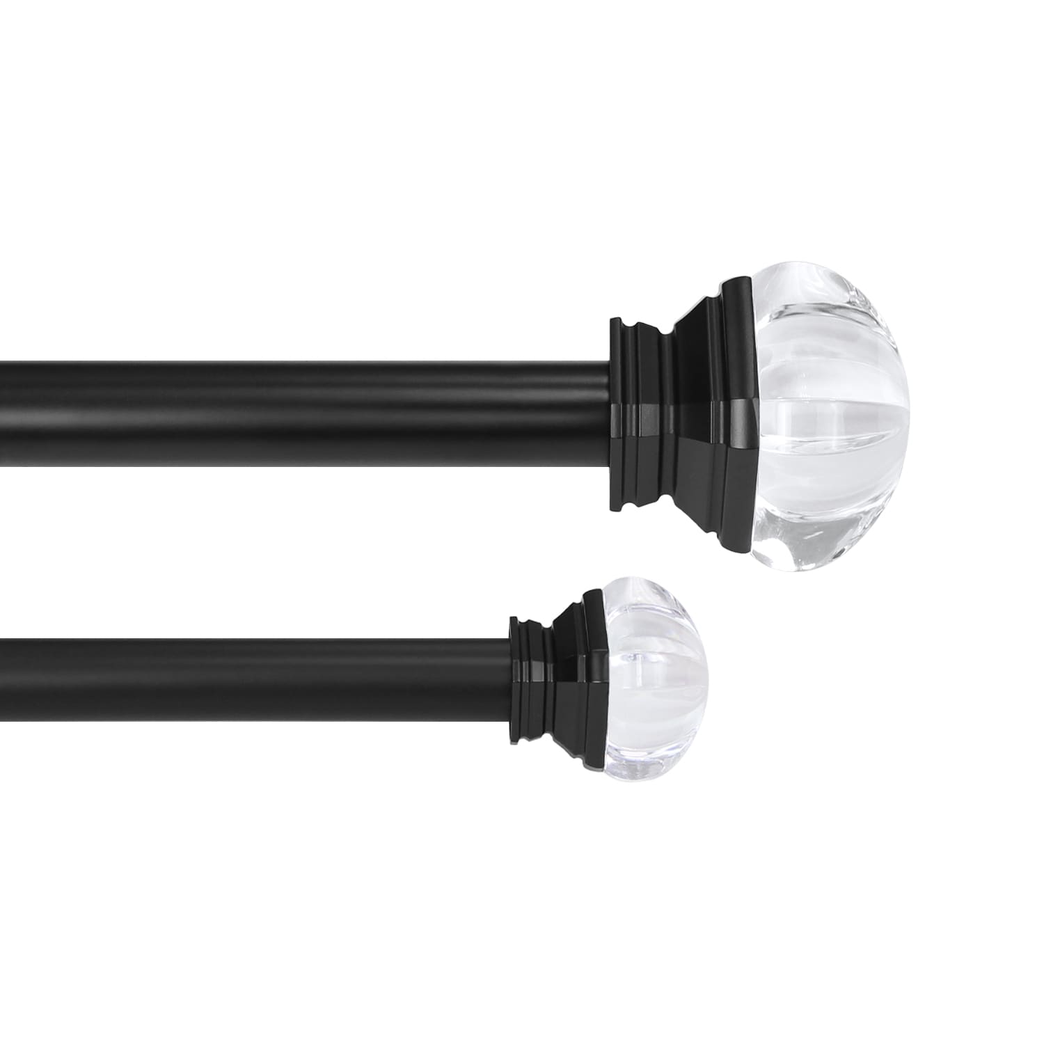 Lumi Home Furnishings - 36-in to 72-in Black Steel Side Double Curtain Rod with Finials