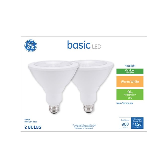 Ge Basic 90 Watt Eq Led Par38 Warm, Outdoor Flood Light Bulb Sizes