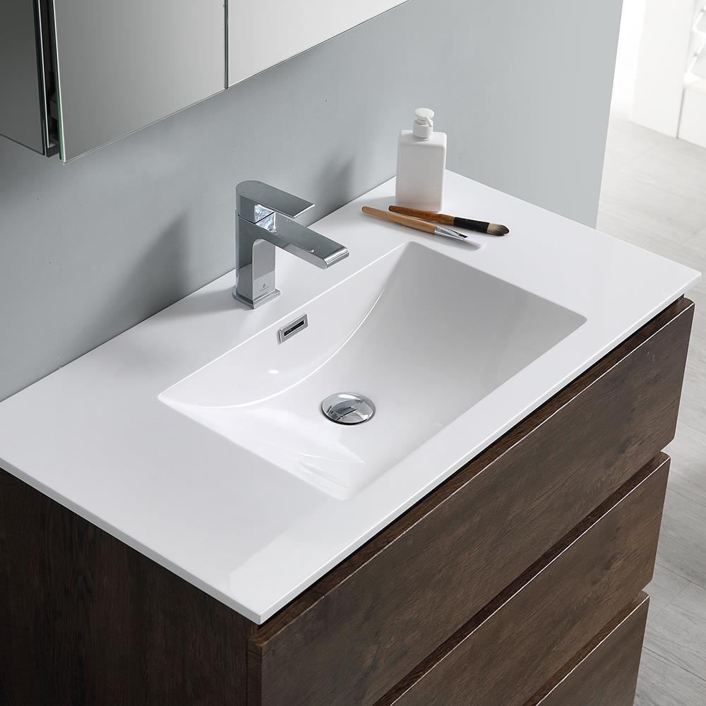 Fresca Lazzaro 36-in Rosewood Single Sink Bathroom Vanity with White ...