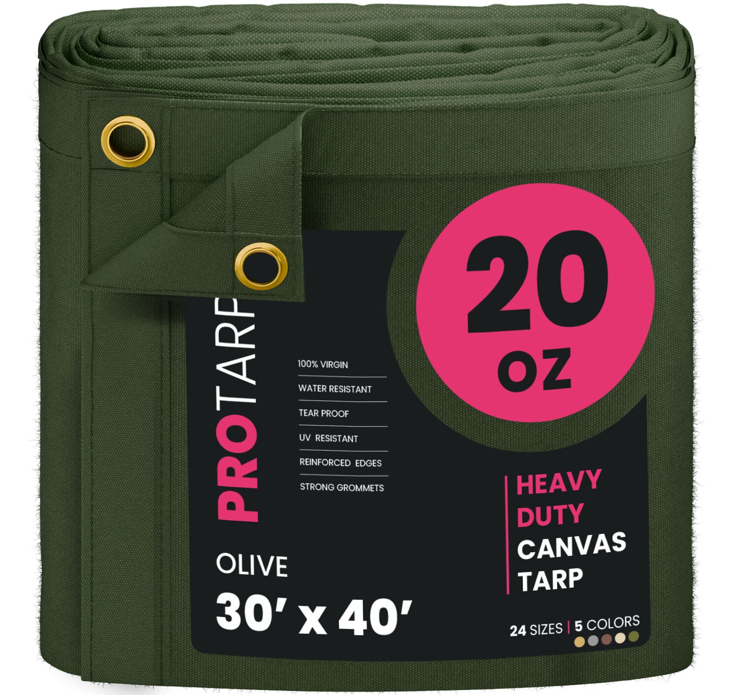 PROTARP PT-403-30X40 30-ft x 40-ft Green Waterproof Standard Polyester 36-mil Tarp