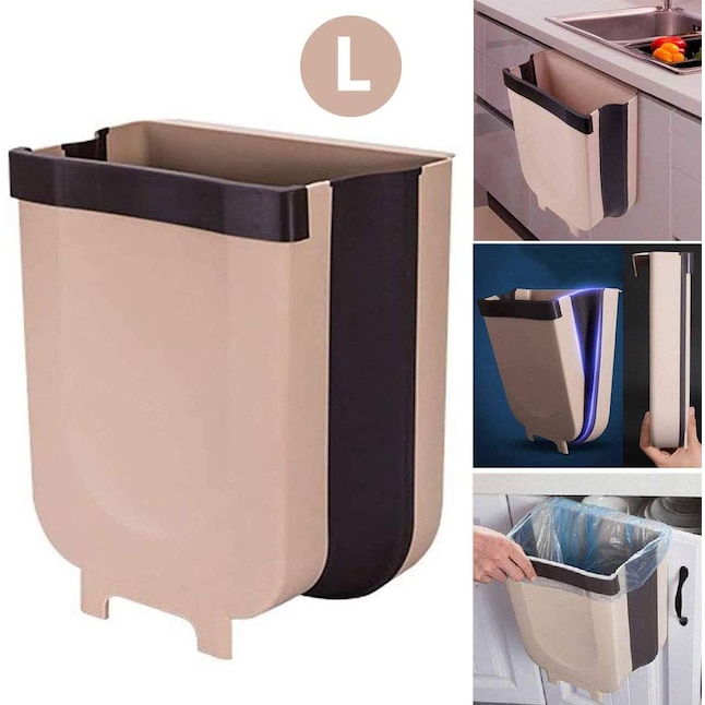 9 Liter Beige Plastic Trash Can, Kitchen Trash Can Size Liters