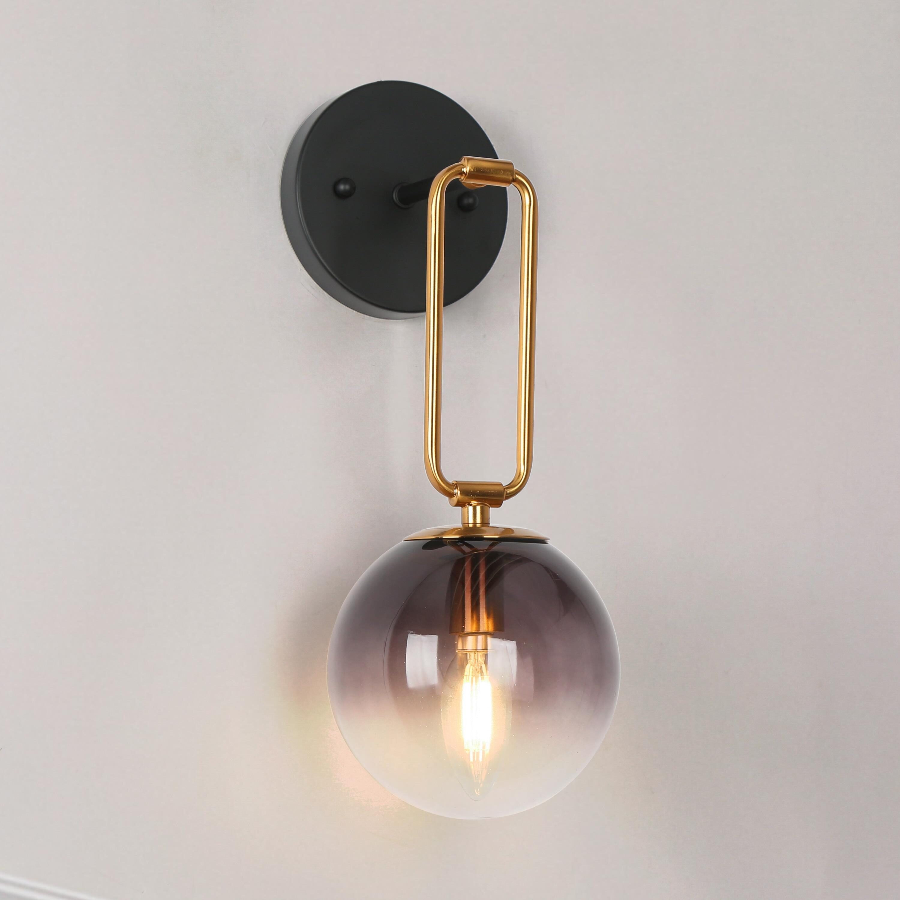 Uolfin 5.5-in W 1-Light Matte Black And Polished Brass Gold Modern ...