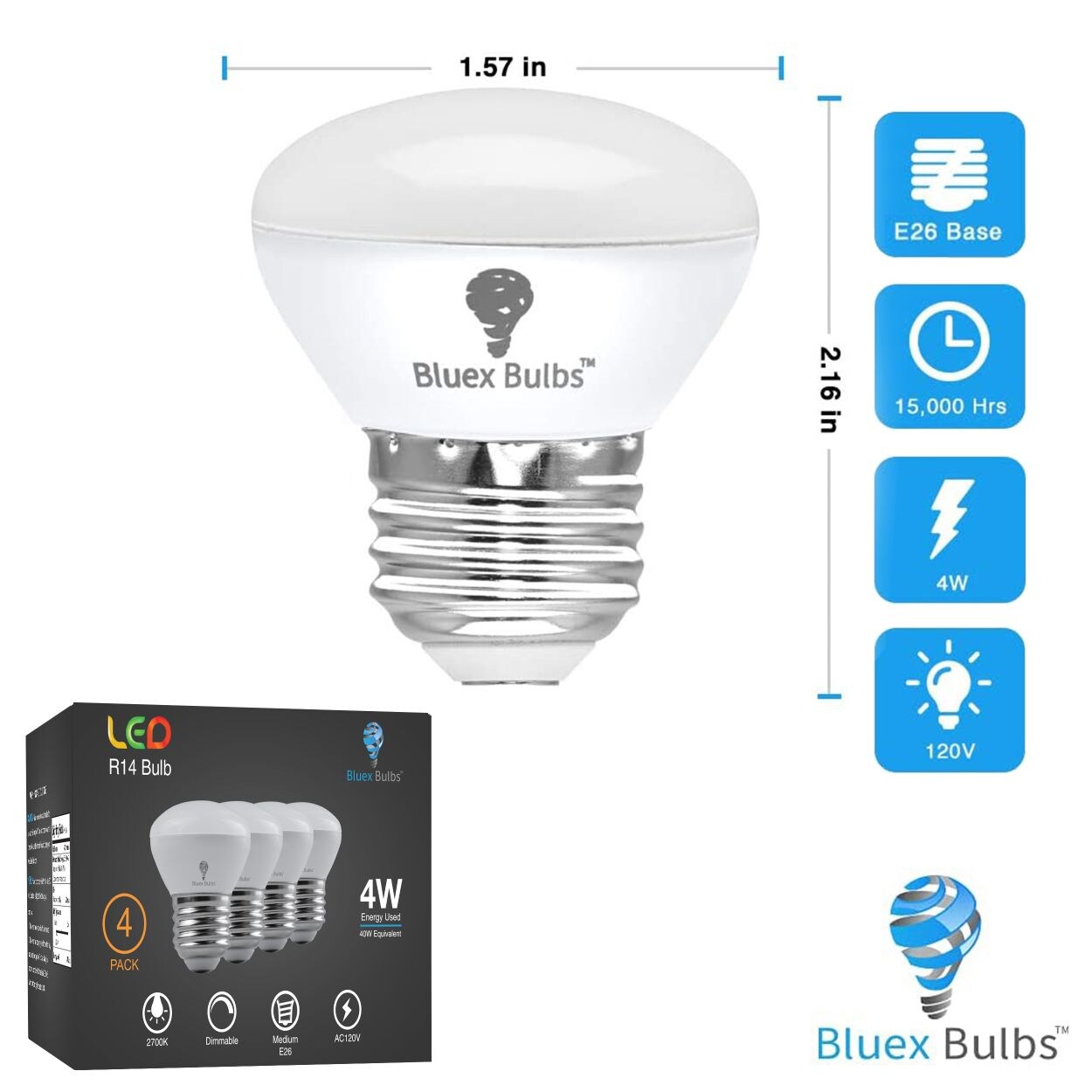 Bluex Bulbs SMALL-R14-6W-3K Led-Lights - View #2