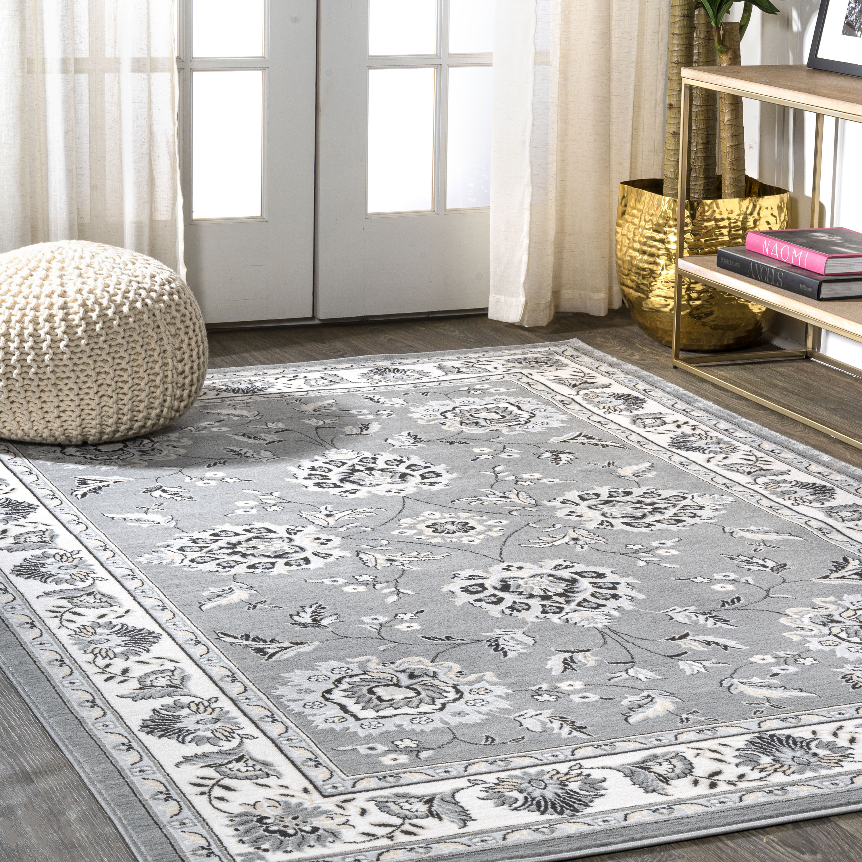 JONATHAN  Y MDP505B-8 MODERN PERSIAN Cherie French Cottage 8 x 10 (ft) Flatweave Polypropylene Gray/Cream Rectangular Indoor Medallion Persian Area rug