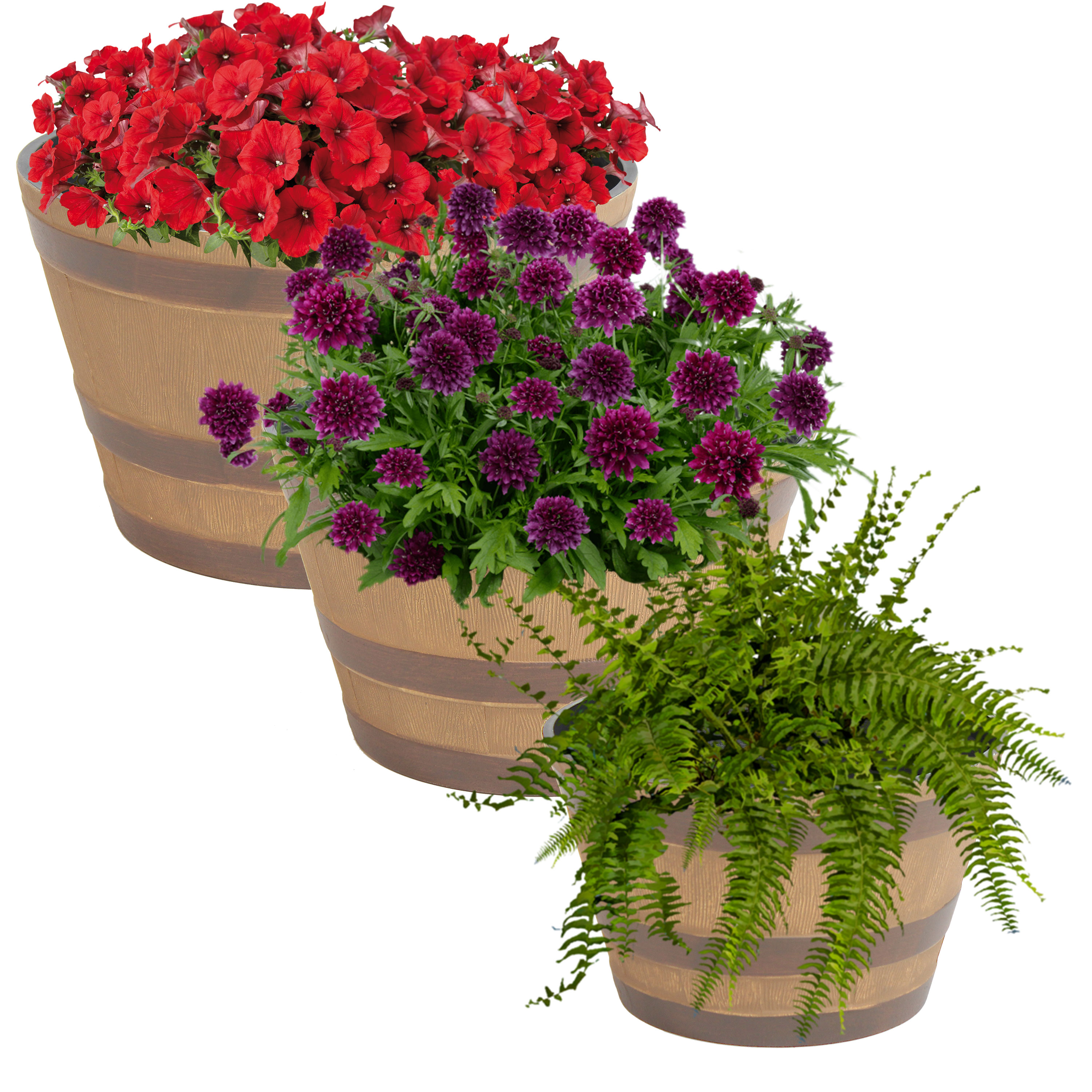 Sunnydaze Decor IEO-349 3 -Pack Round 10.5-Inches W Large Brown Resin Indoor/Outdoor Planter with Drainage Holes