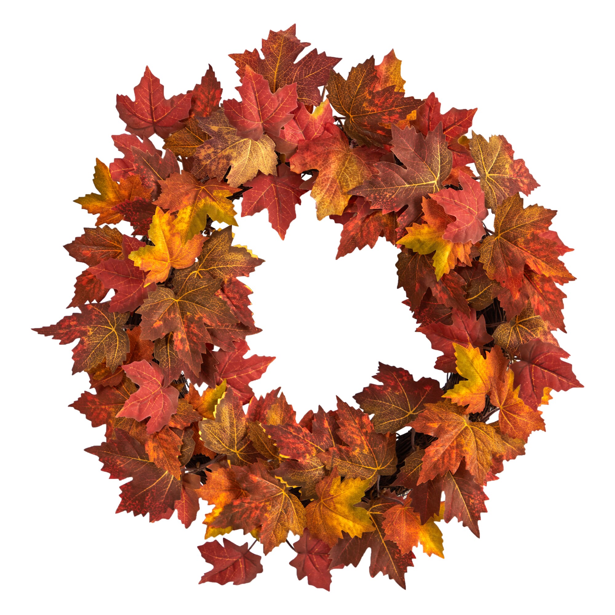 Nearly Natural W1216 22-in Leaves Artificial Wreath