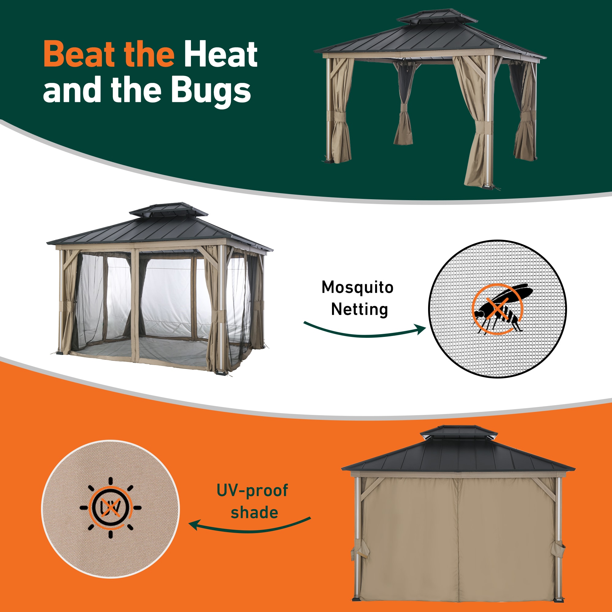 ELEVATE OUTDOORS IG10600042-1012-WBR Wood-Resin-Gazebos - View #7