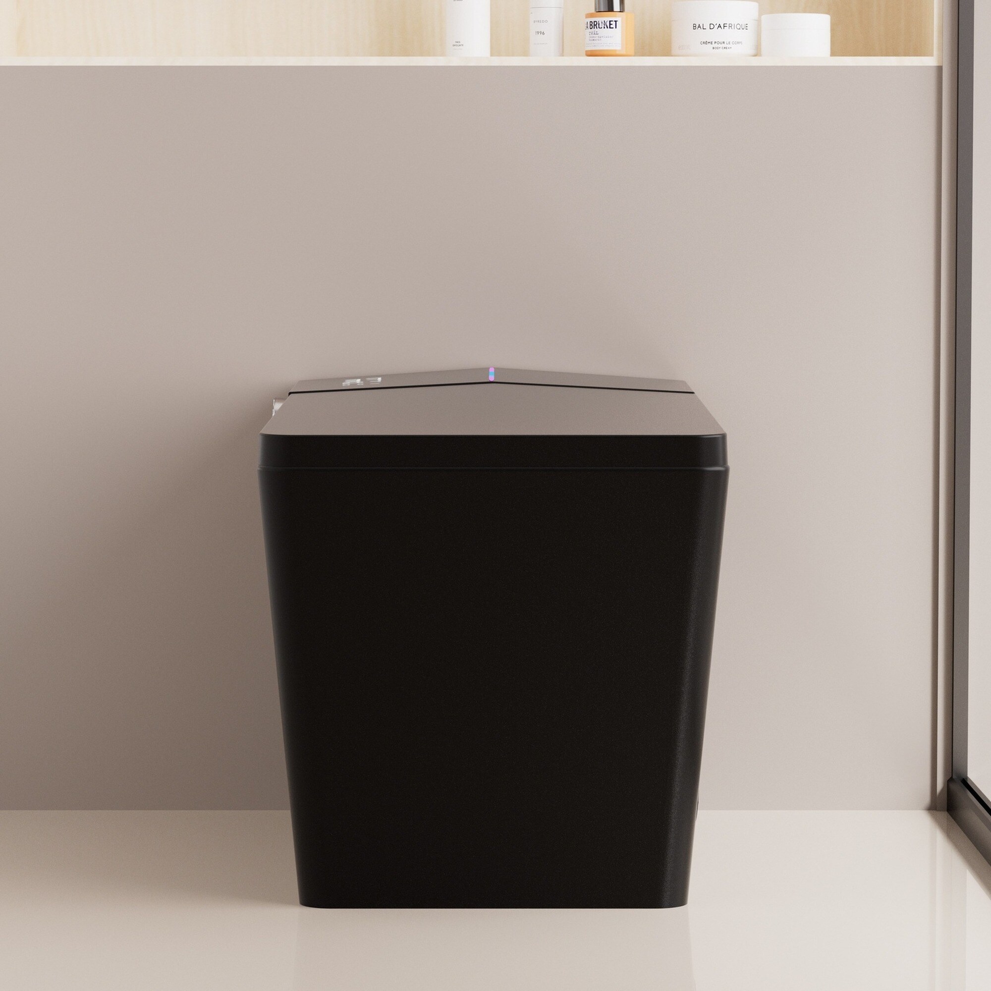 IAK 26 inch x 16 inch x 18 inch Matte Black Porcelain Smart Toilet with Built-in Tank and Remote Control