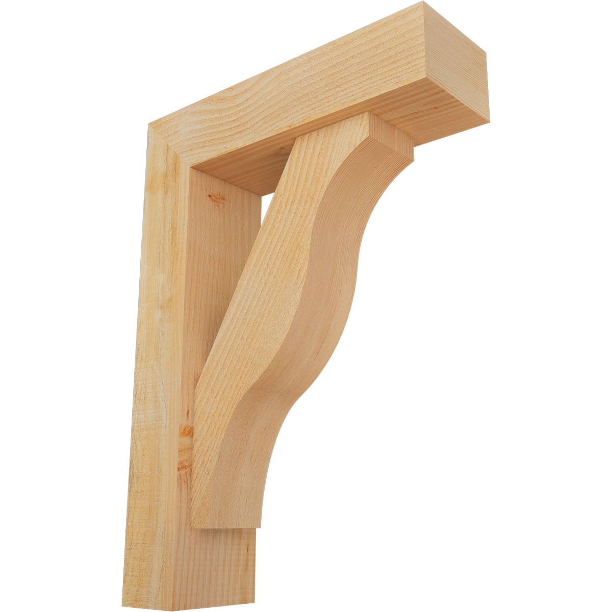 Ekena Millwork 1462439 Funston block rough sawnbracket with offset brace Douglas Fir Wood Standard Bracket